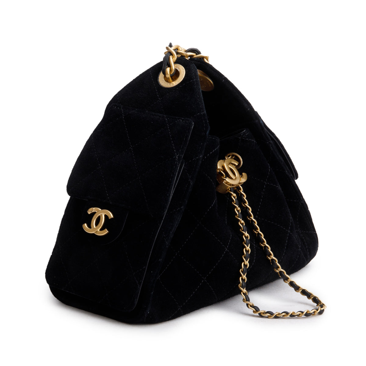 Chanel Black Suede Mini 25 Handbag w/ Box