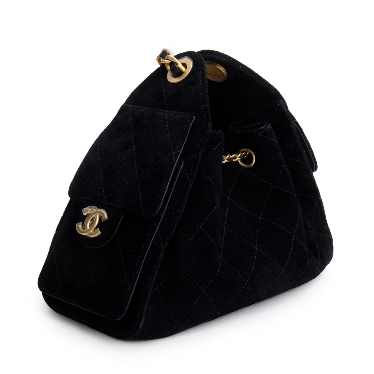 Chanel Black Suede Mini 25 Handbag w/ Box