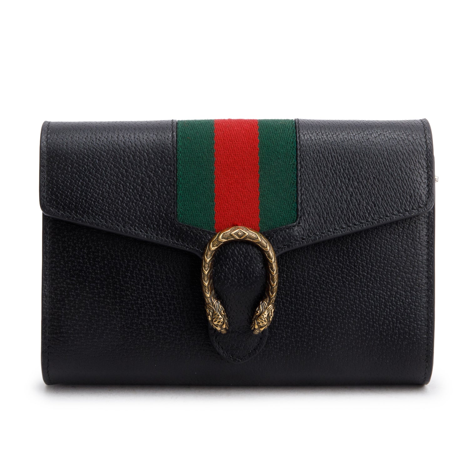 Gucci Black Calfskin Web Mini Dionysus Wallet on Chain w/ Box & Strap