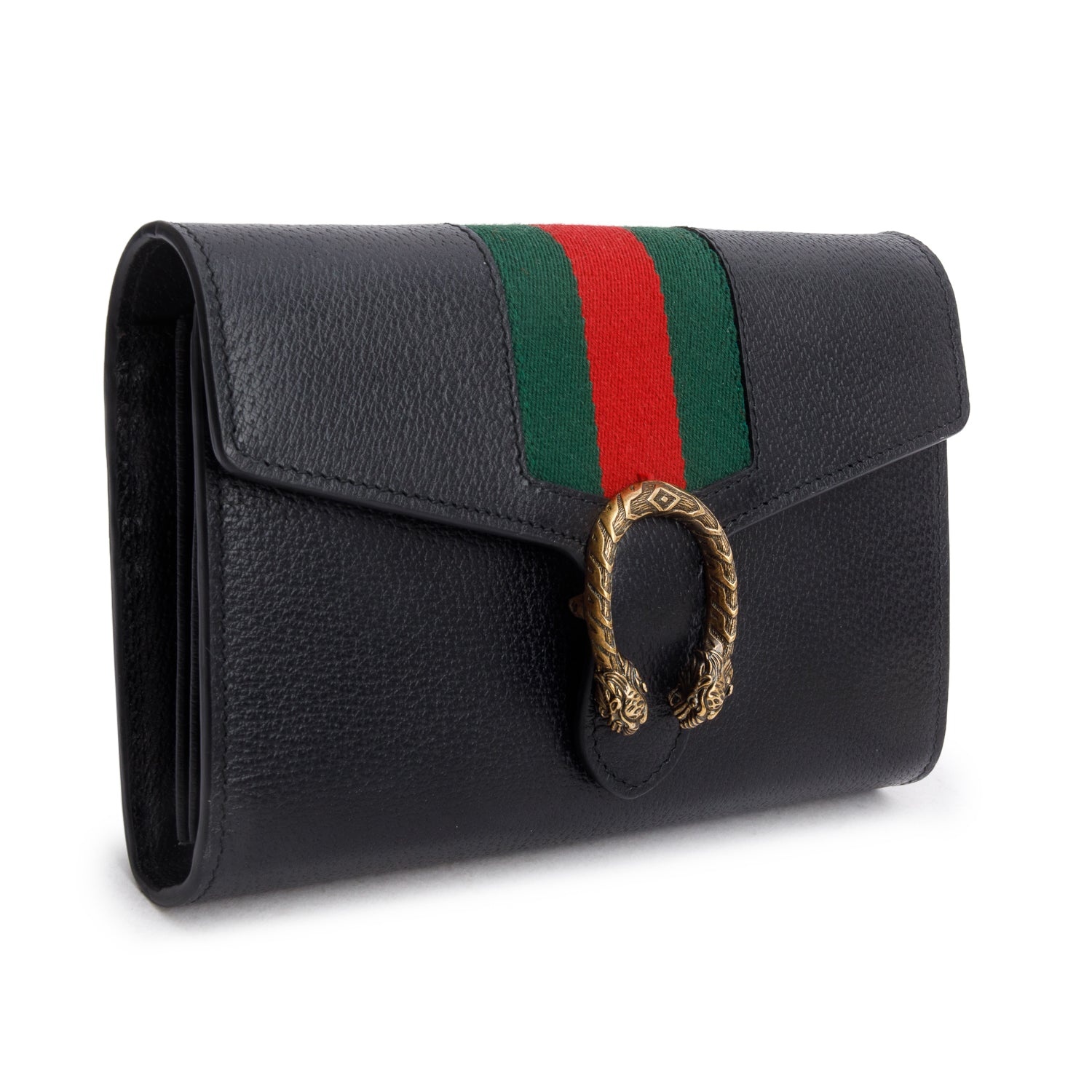 Gucci Black Calfskin Web Mini Dionysus Wallet on Chain w/ Box & Strap