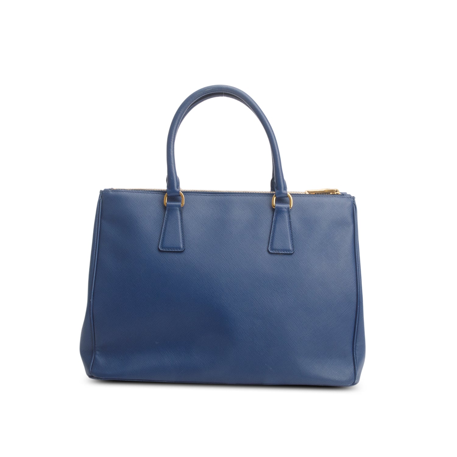 Prada Blue Saffiano Lux Medium Double Zip Galleria Tote w/ Strap