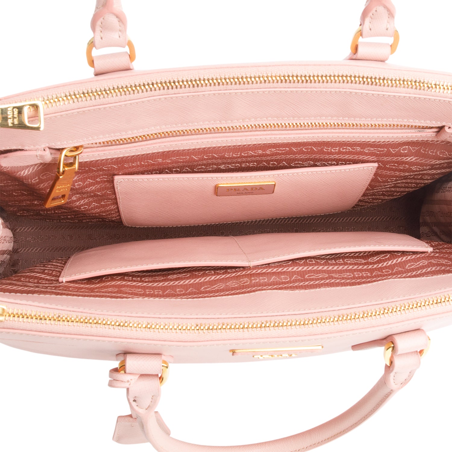 Prada Pink Saffiano Lux Medium Double Zip Galleria Tote w/ Authenticity Card & Strap