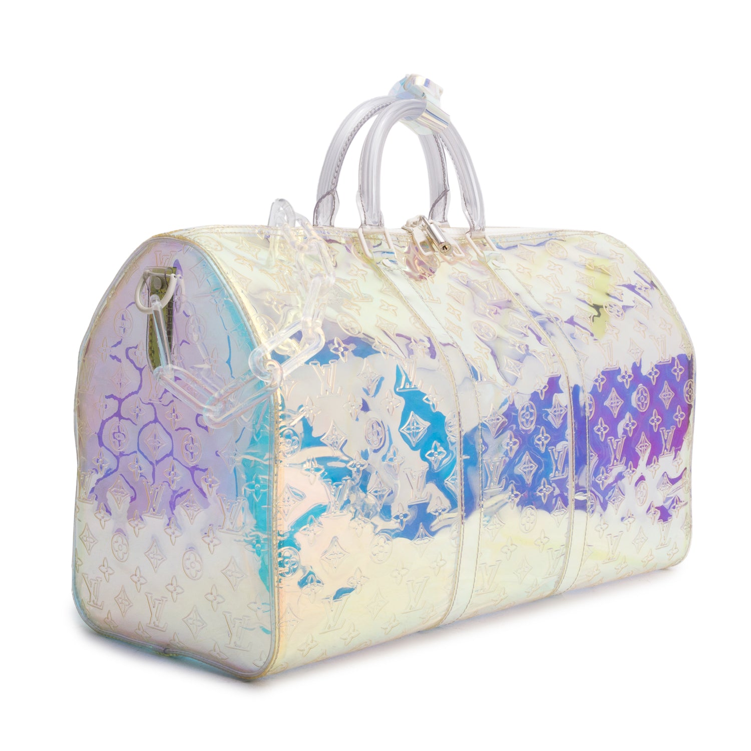 Louis Vuitton Iridescent Prism PCV Monogram Keepall Bandouliere 50 w/ Box & Strap