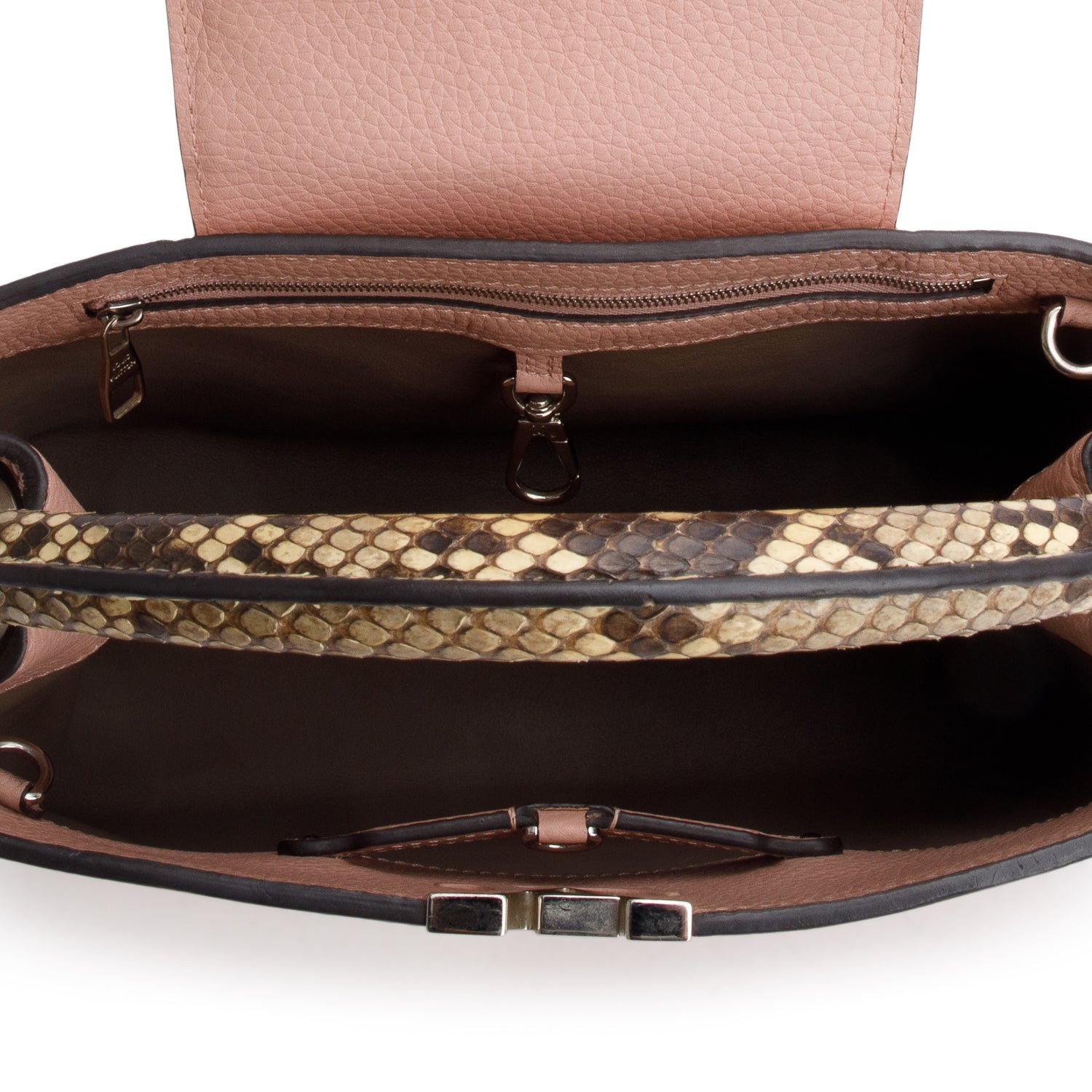 Louis Vuitton Python Trimmed Pink Taurillon Capucines MM w/ Strap