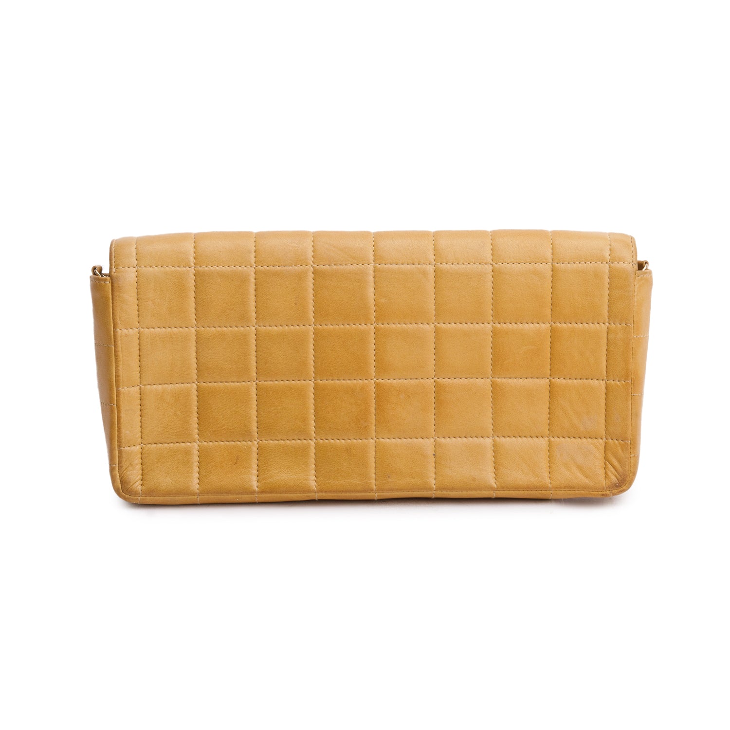 Chanel Tan Lambskin Quilted East West Chocolate Bar Flap Bag