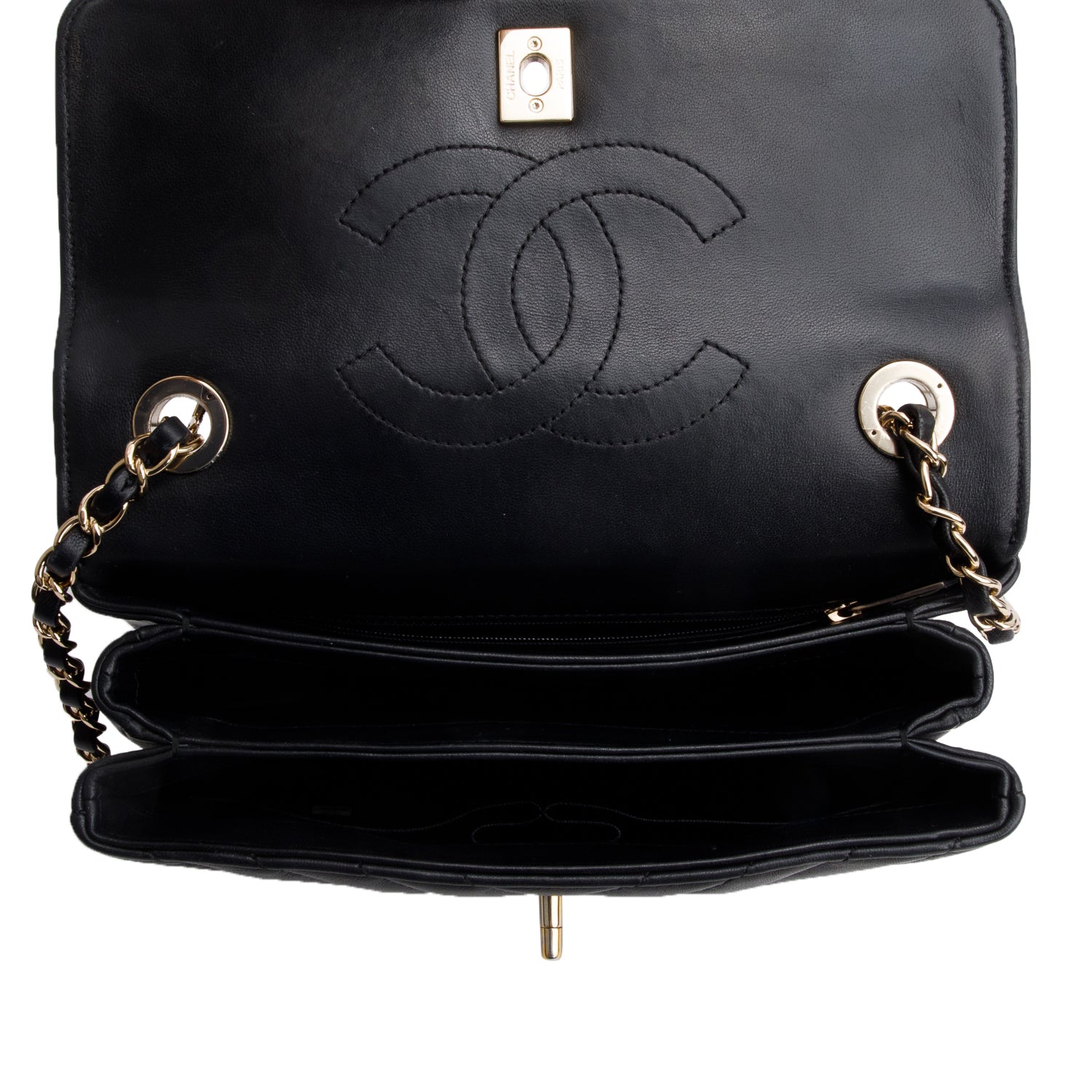 Chanel Black Chevron Lambskin Trendy CC Small Top Handle Flap Bag w/ Box & Authenticity Card