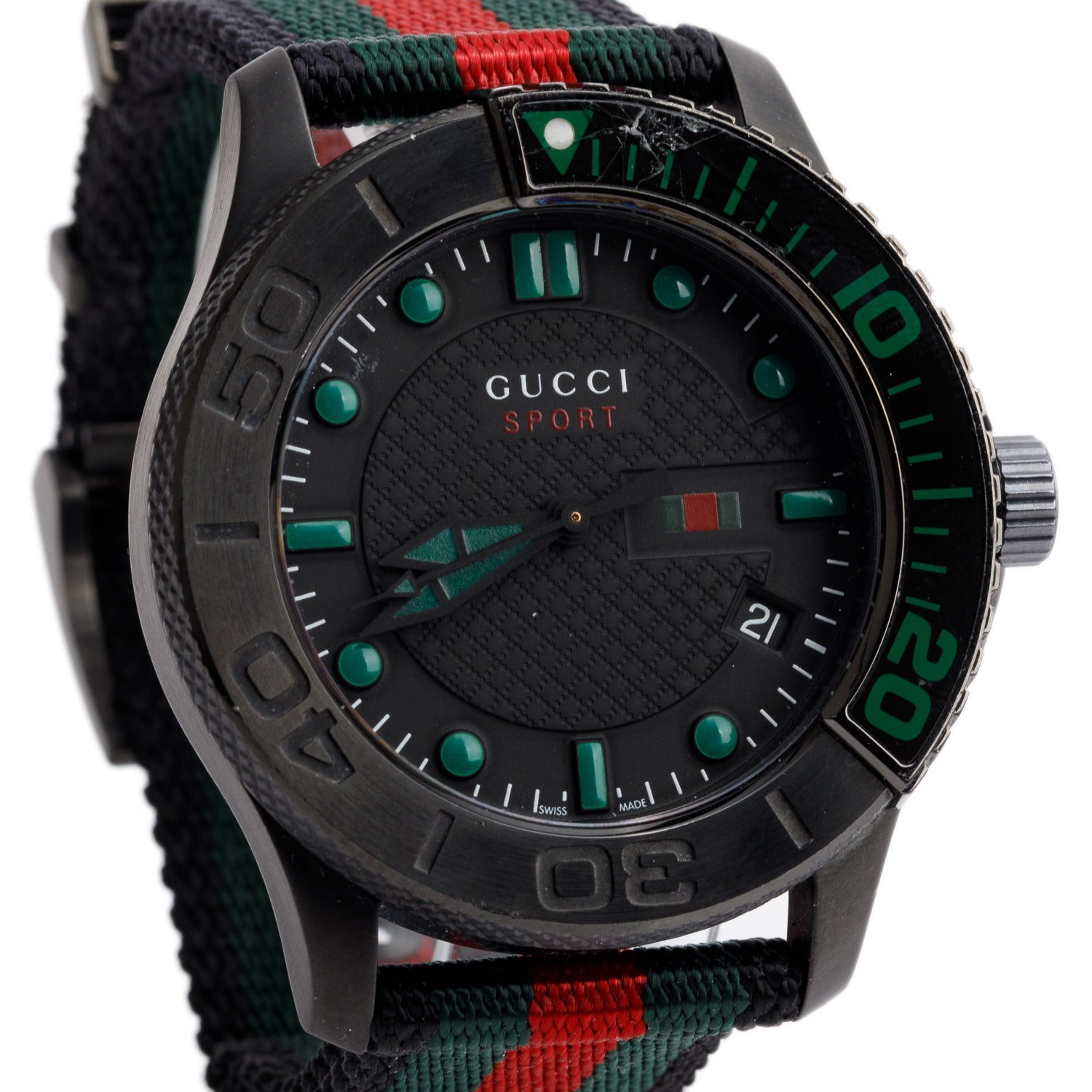 Gucci Black Ion Plated Stainless Steel G-Timeless Sport 44 MM Quartz Watch Black Dial
