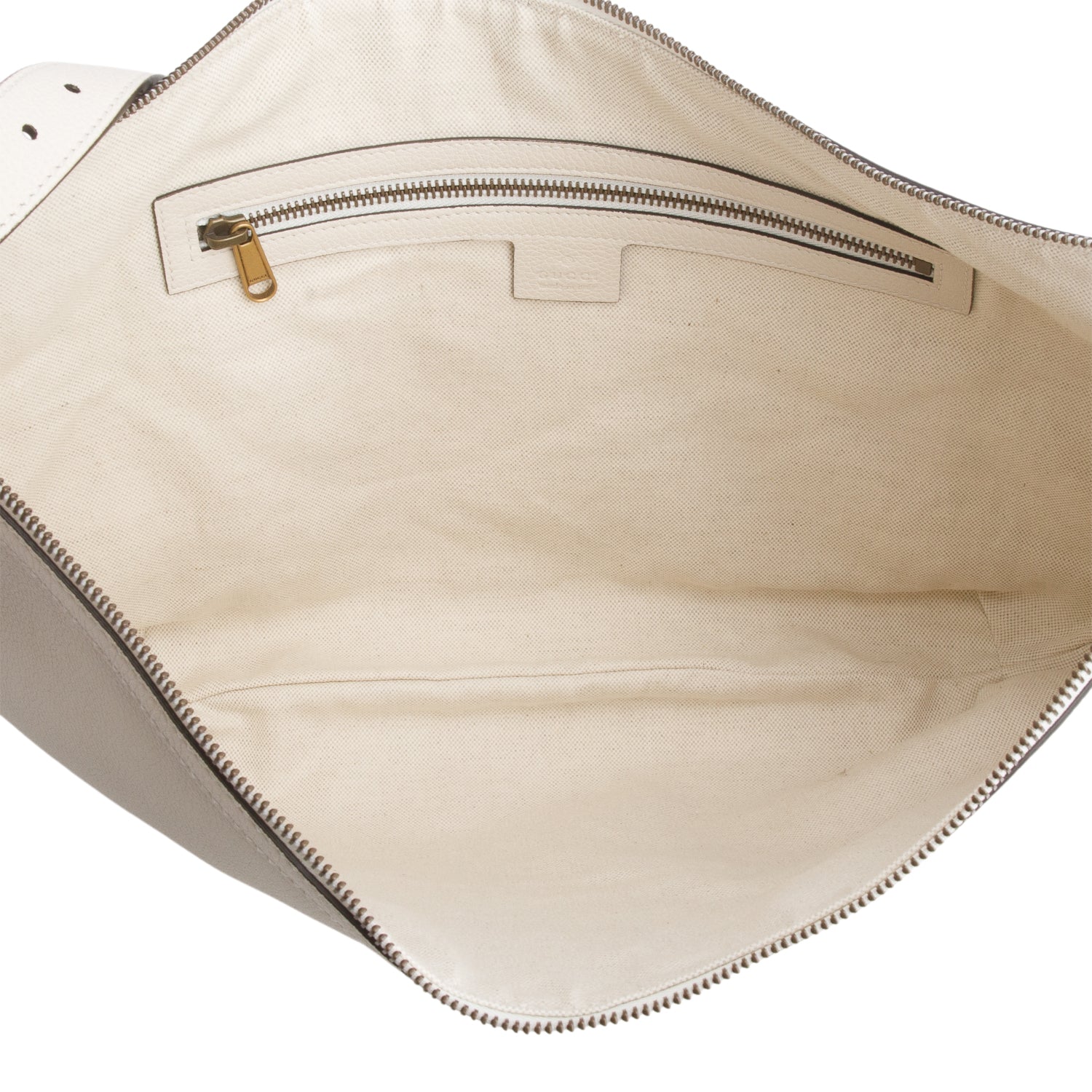 Gucci Cream Grained Calfskin Logo Half Moon Hobo