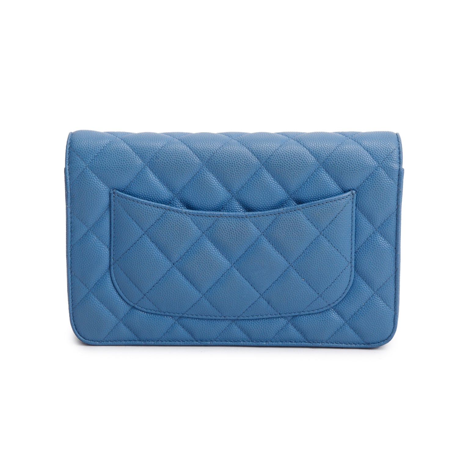 Chanel 2020 Blue Quilted Caviar Leather Classic Wallet on Chain w/ Box & Authenticity Card