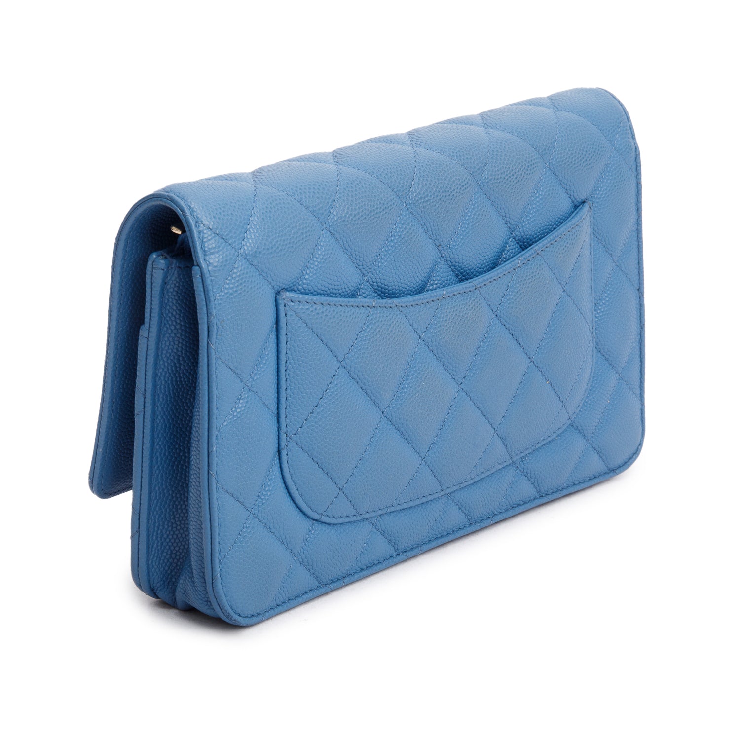 Chanel 2020 Blue Quilted Caviar Leather Classic Wallet on Chain w/ Box & Authenticity Card