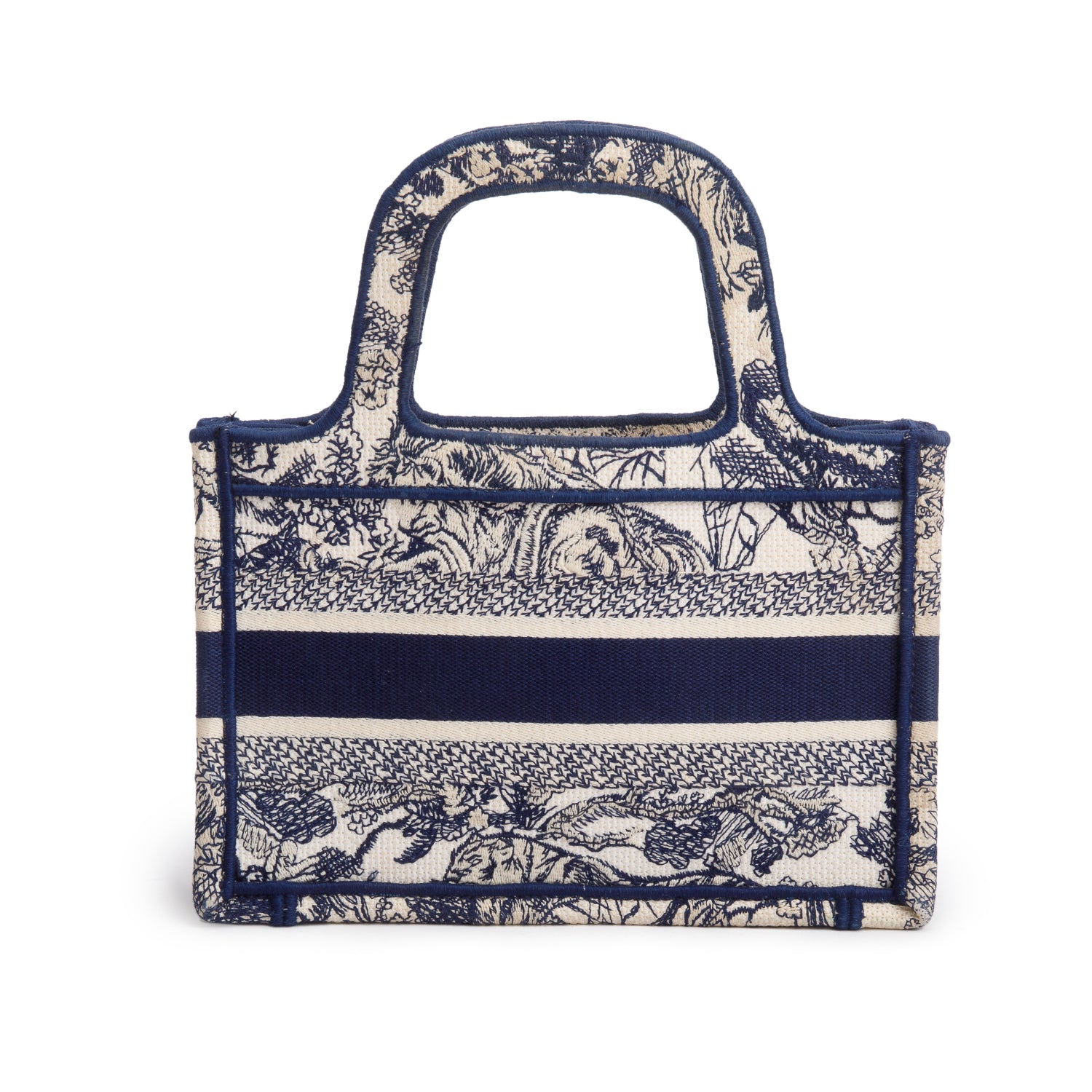 Christian Dior 2020 Blue Canvas Embroidered Mini Toile De Jouy Book Tote