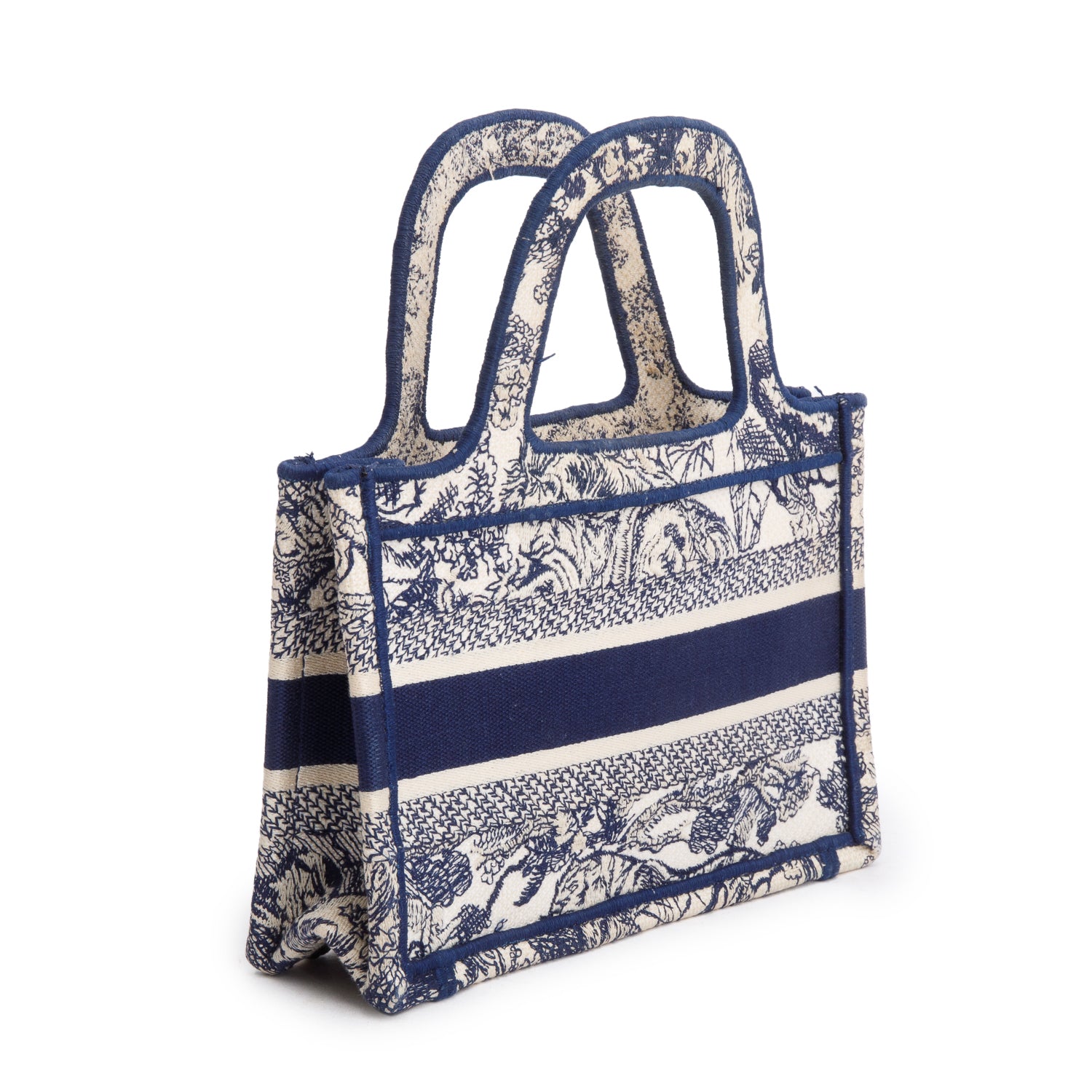 Christian Dior 2020 Blue Canvas Embroidered Mini Toile De Jouy Book Tote