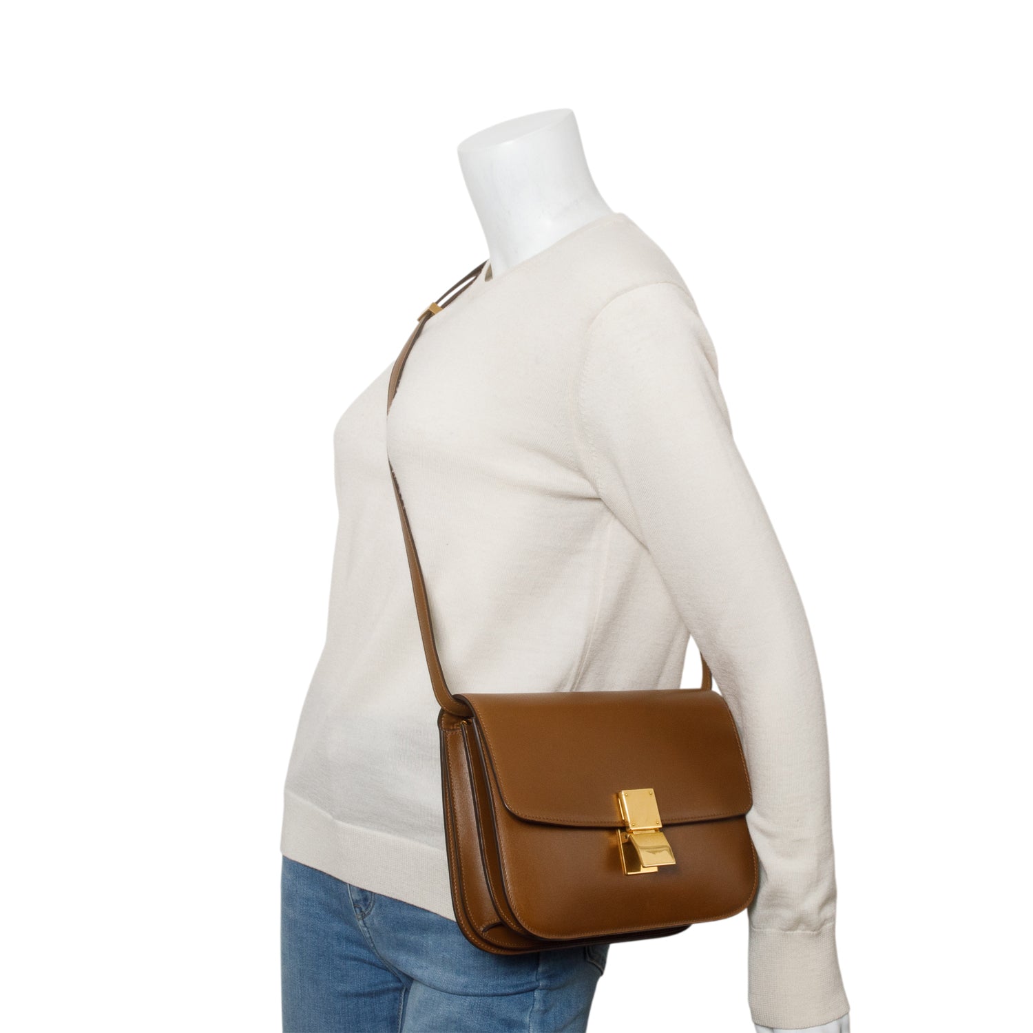 Celine Brown Box Calfskin Medium Classic Box Flap Bag