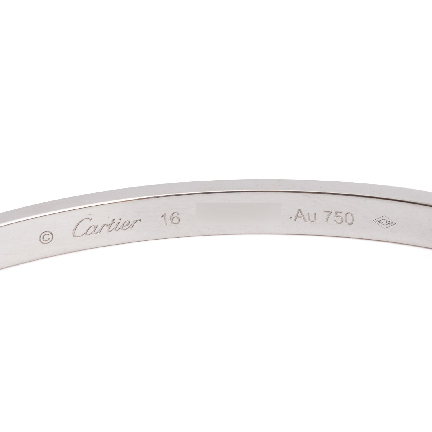 Cartier 2022 18k White Gold 10 Diamond Love Bracelet, Small Model, Size 16 w/ Box & Certificate