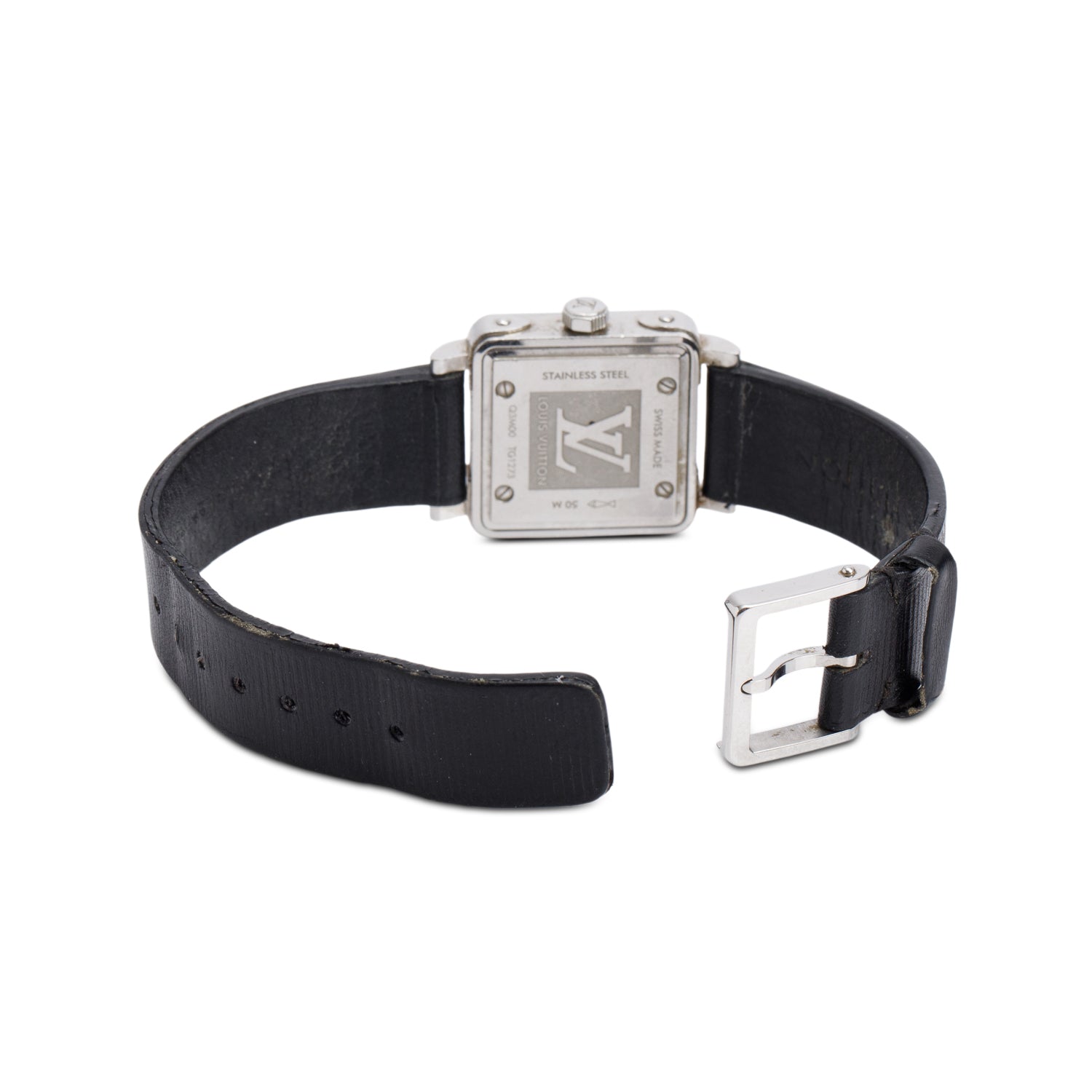 Louis Vuitton Stainless Steel Emprise 24 MM Watch Black Dial Q3M00