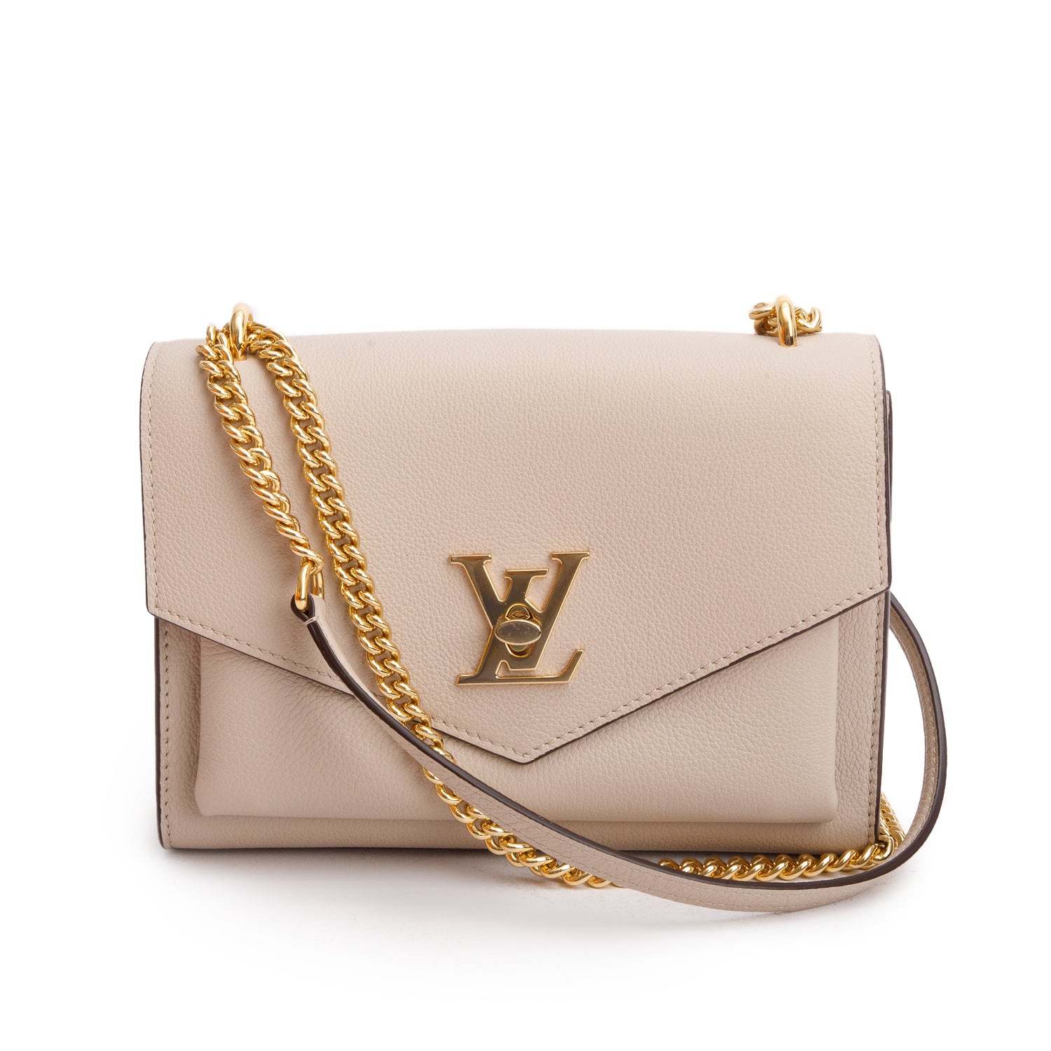 Louis Vuitton 2023 Greige Soft Calf Leather MyLockMe Chain Bag w/ Box & Receipt