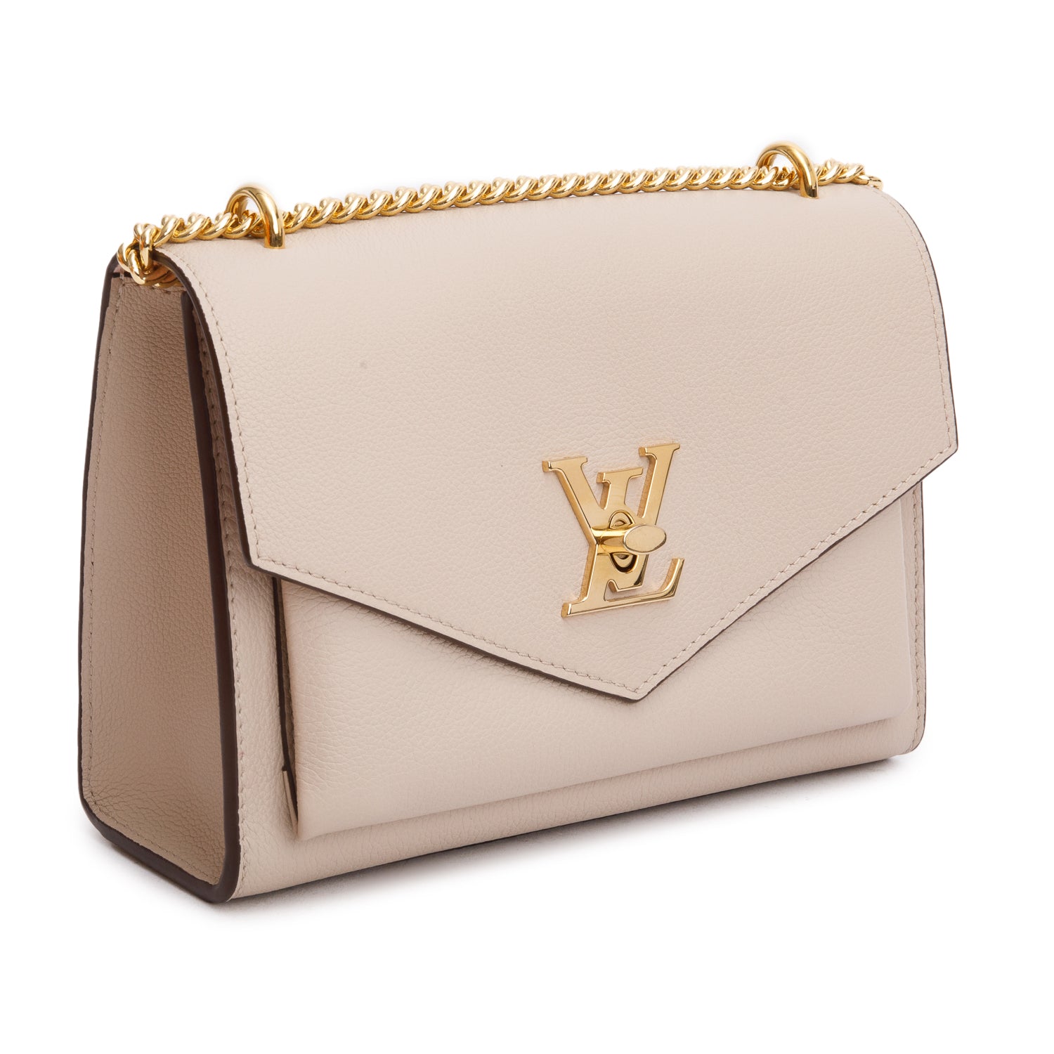Louis Vuitton 2023 Greige Soft Calf Leather MyLockMe Chain Bag w/ Box & Receipt