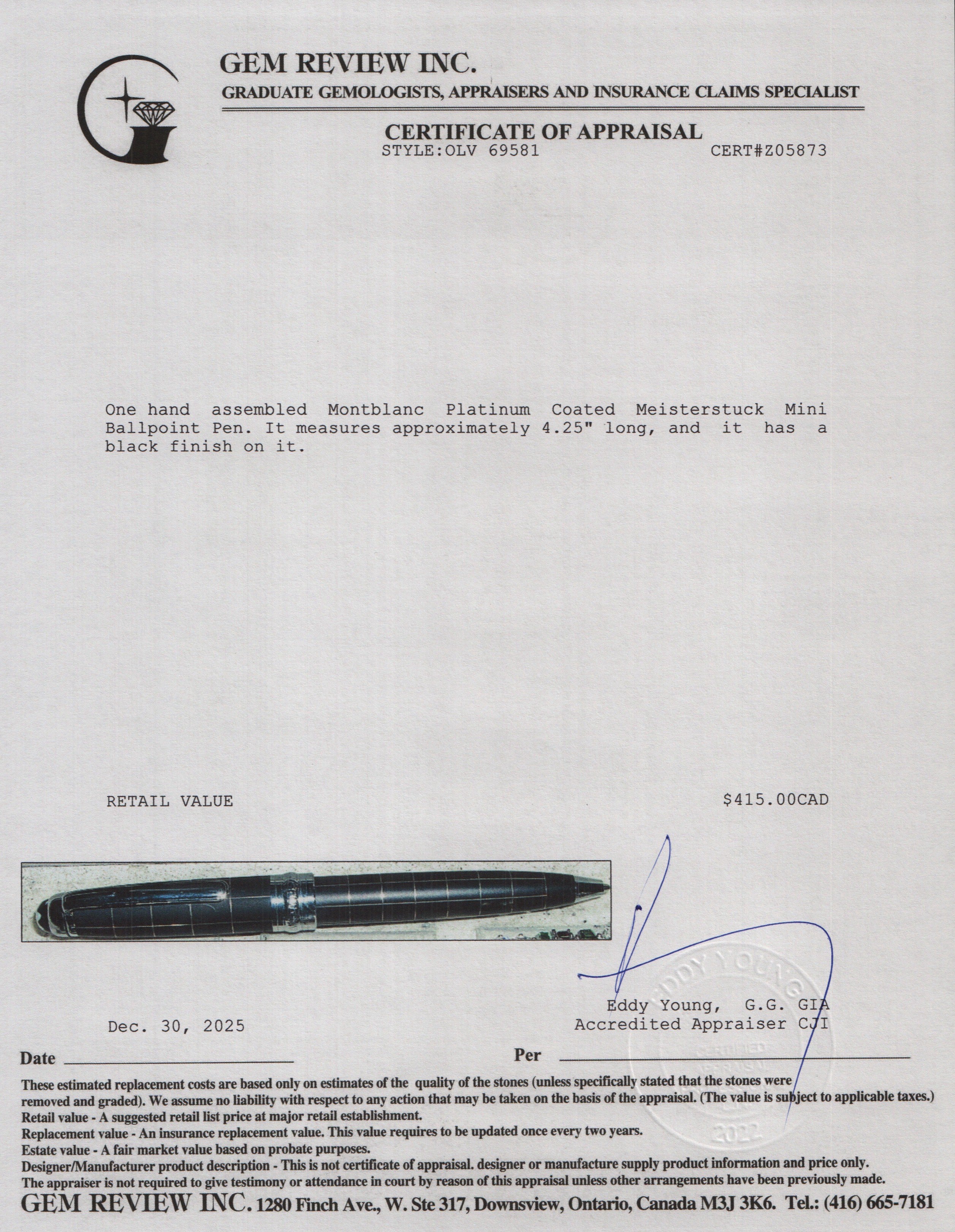 Montblanc Platinum Coated Meisterstuck Mini Ballpoint Pen