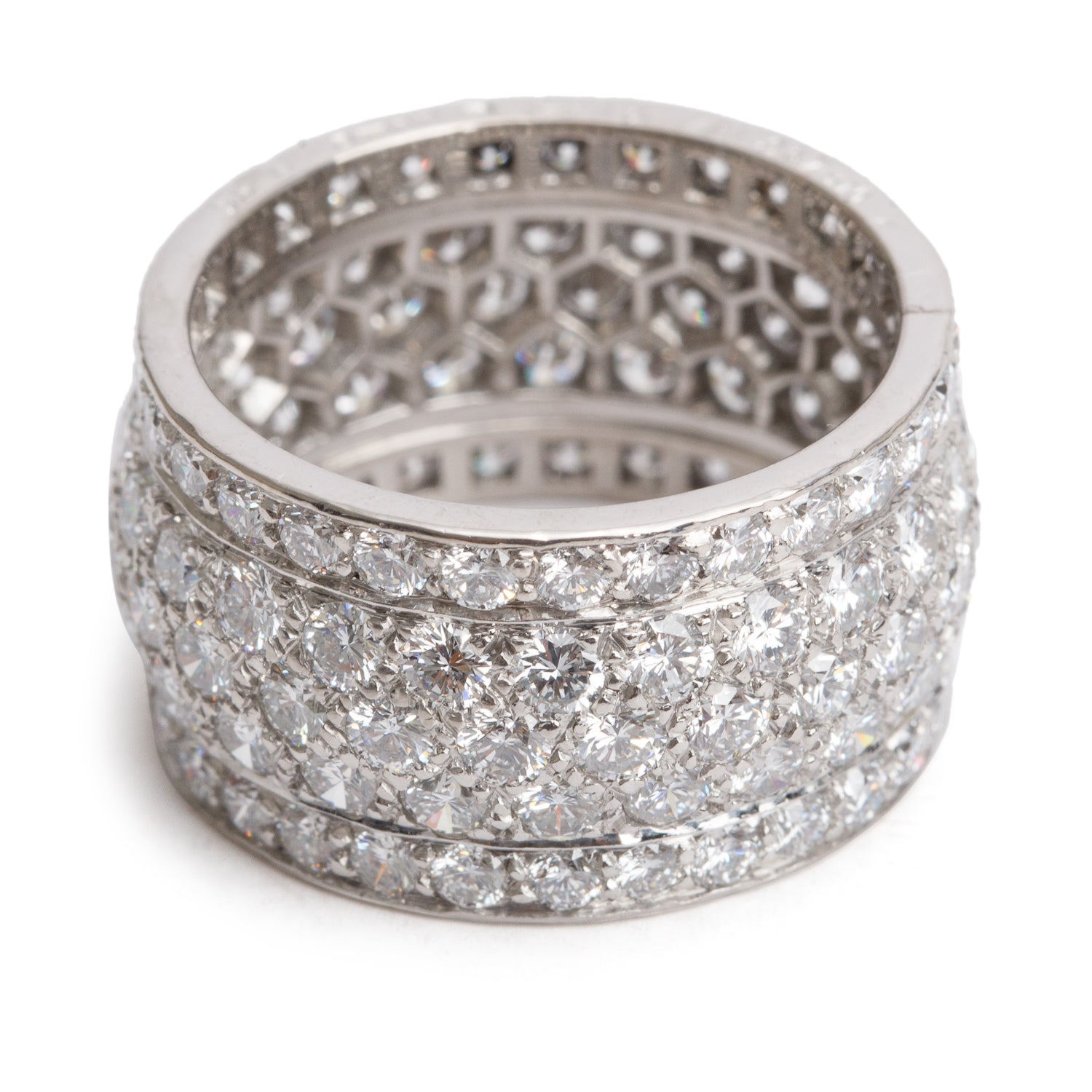 Cartier 18k White Gold Paved Diamond Nigeria Band Ring, Size 56 8 w/ Box