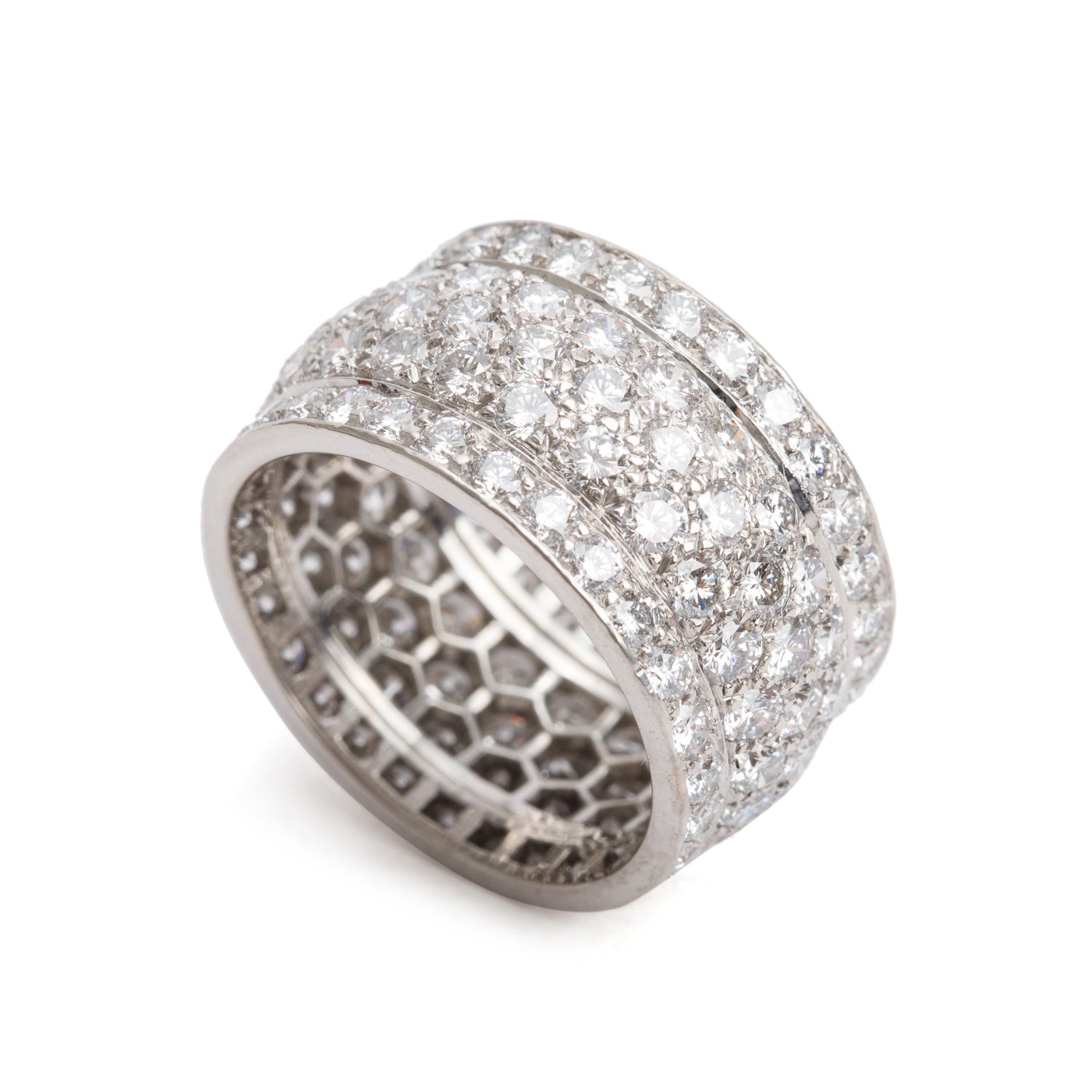 Cartier 18k White Gold Paved Diamond Nigeria Band Ring, Size 56 8 w/ Box