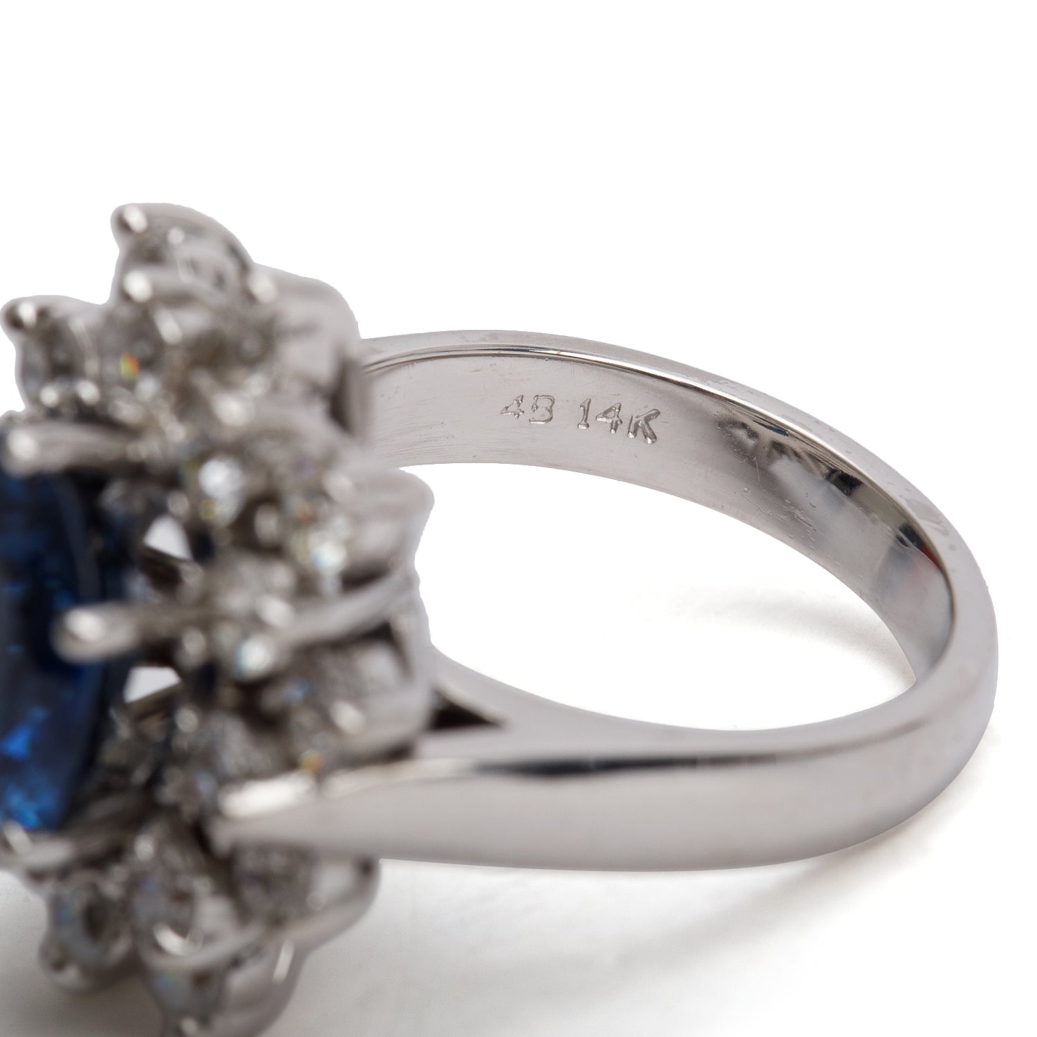 14k White Gold Sapphire and Diamond Ring, Size 6