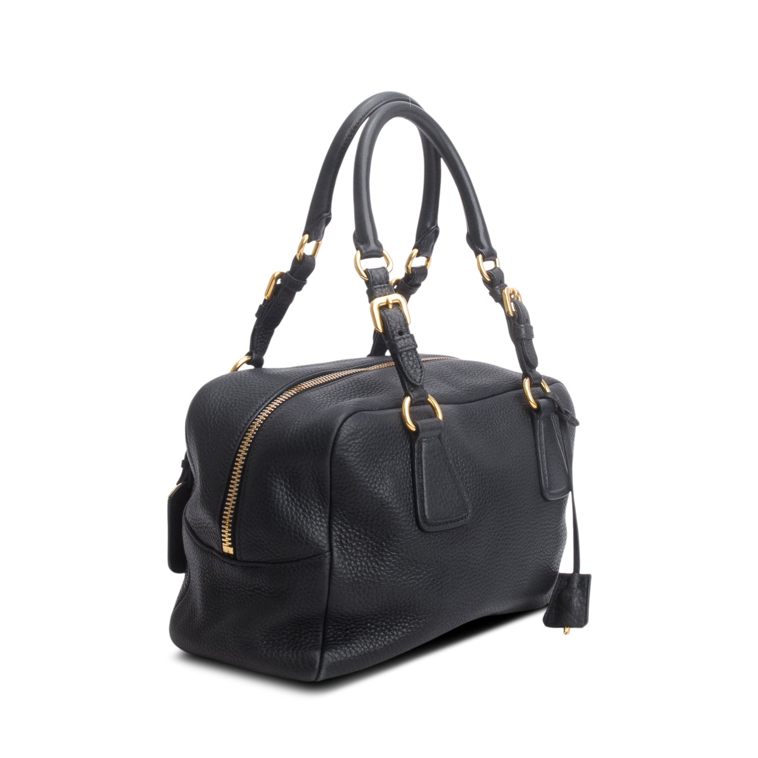 Prada Black Vitello Daino Convertible Bauletto w/ Authenticity Card & Strap