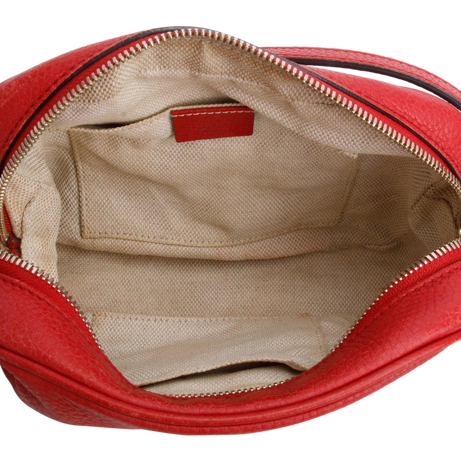Gucci Red Pebbled Calfskin Leather Small Soho Disco Bag