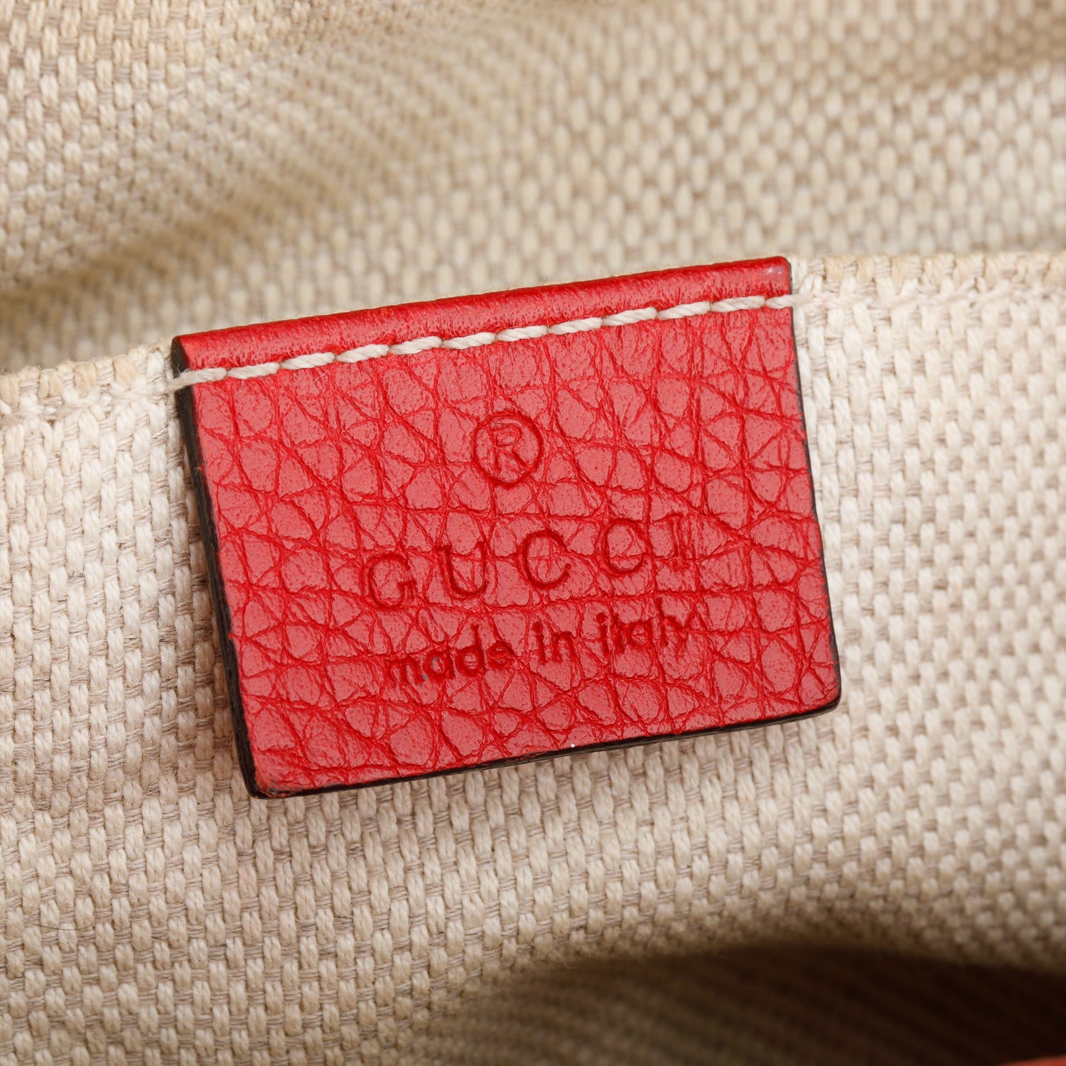 Gucci Red Pebbled Calfskin Leather Small Soho Disco Bag