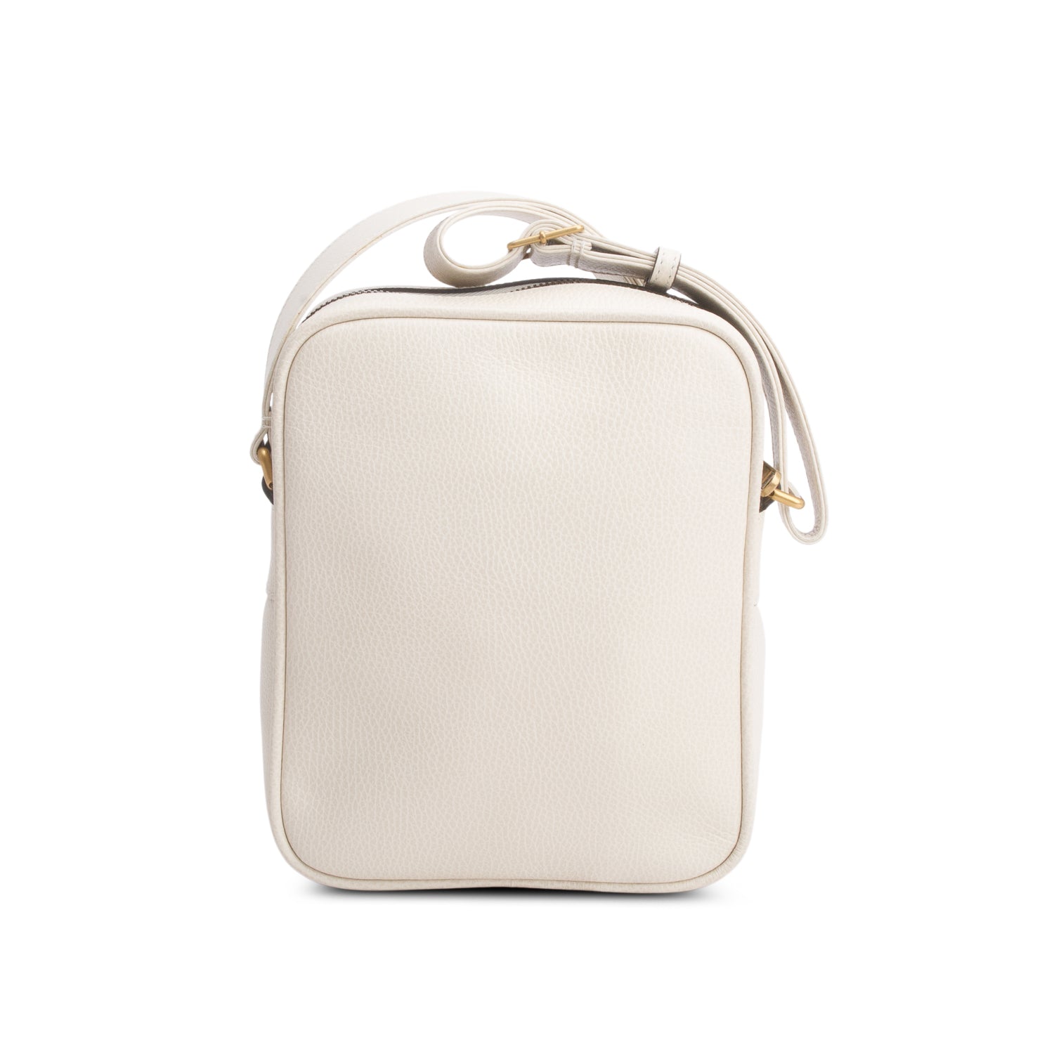 Gucci Cream Grained Calfskin Logo Messenger Bag