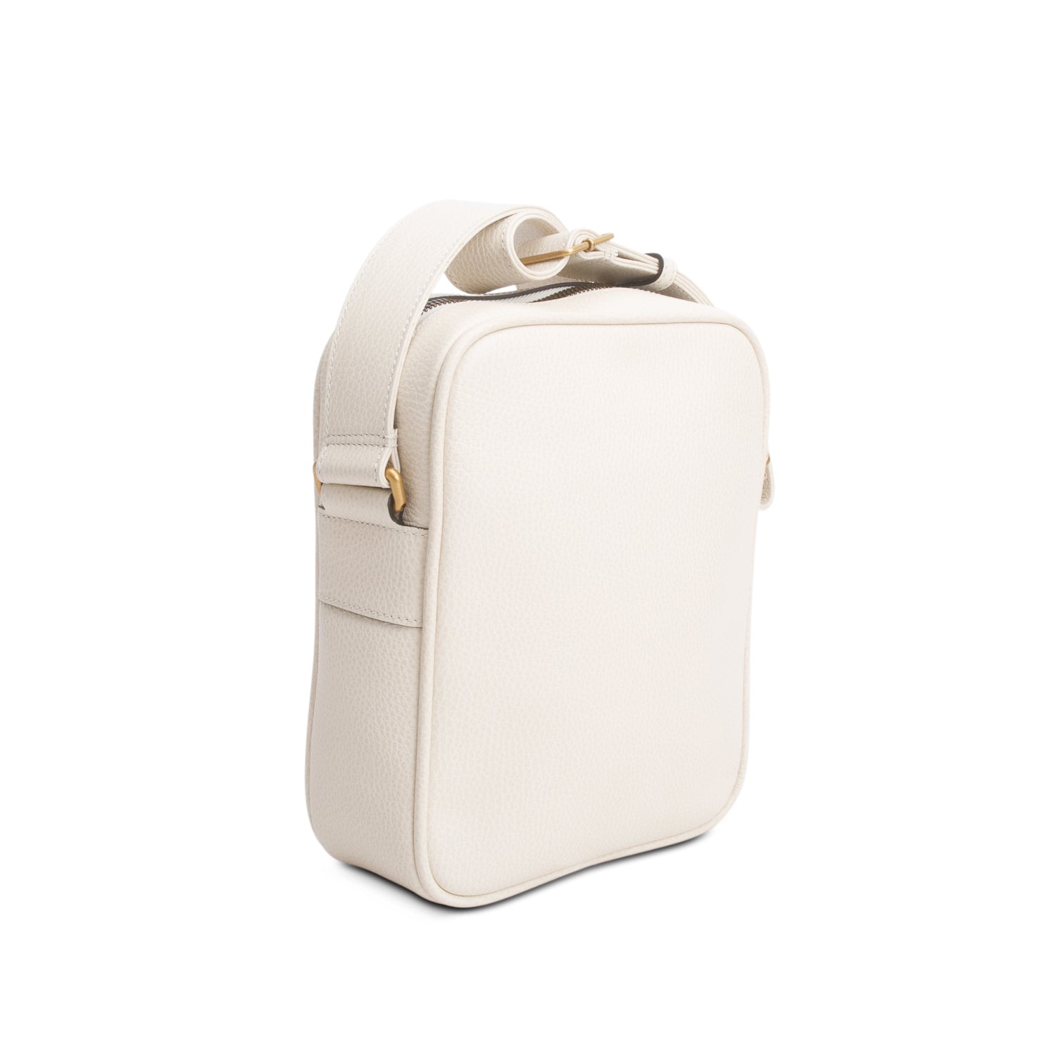 Gucci Cream Grained Calfskin Logo Messenger Bag