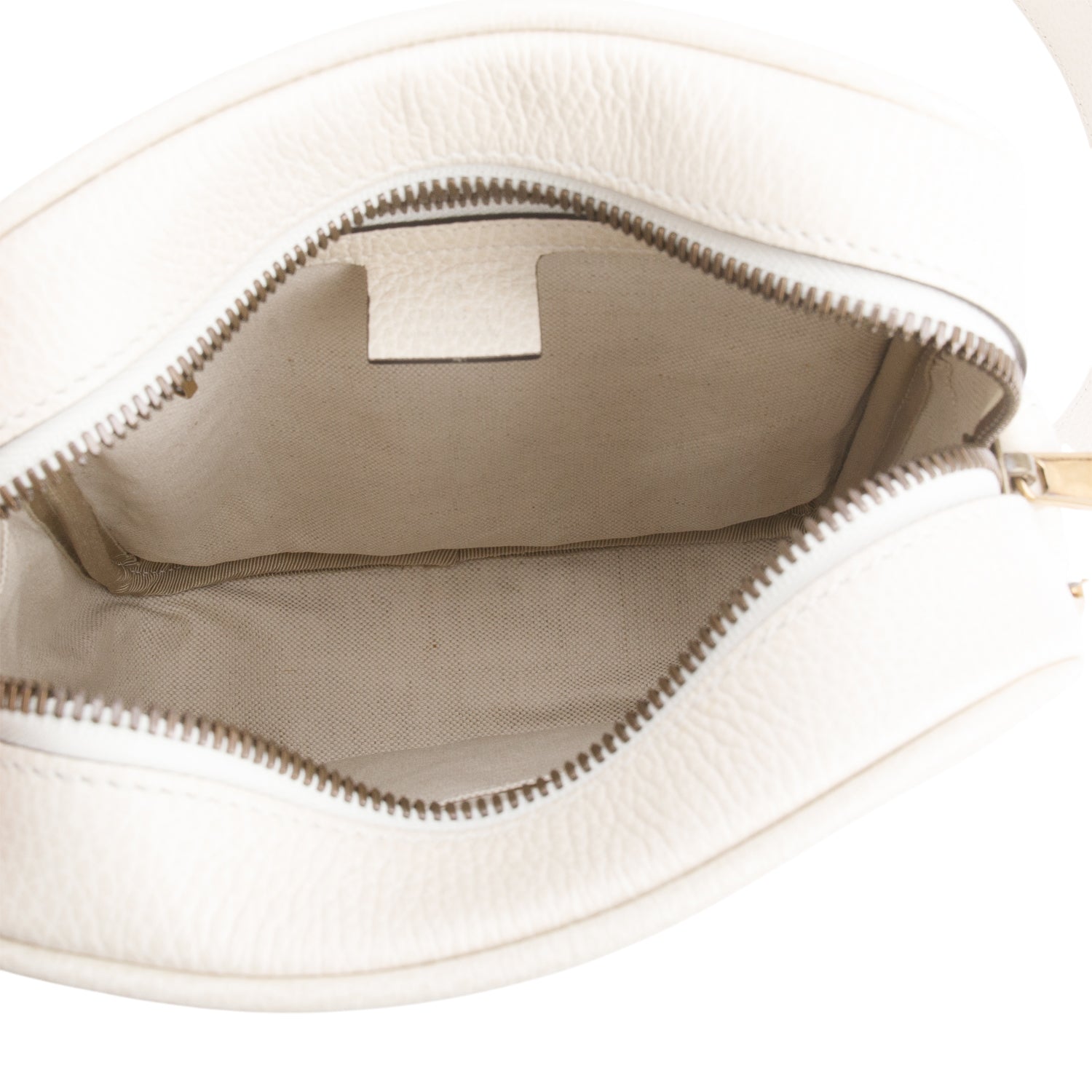 Gucci Cream Grained Calfskin Logo Messenger Bag