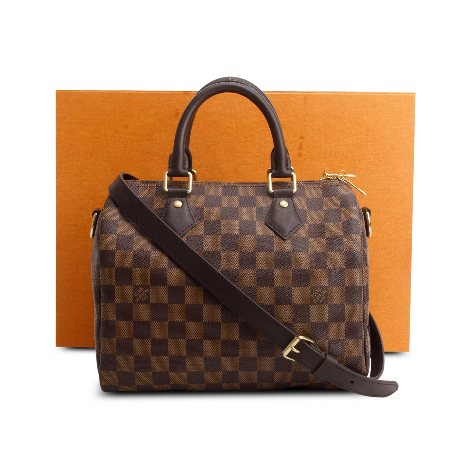 Louis Vuitton Damier Ebene Speedy Bandouliere 25 w/ Strap & Box
