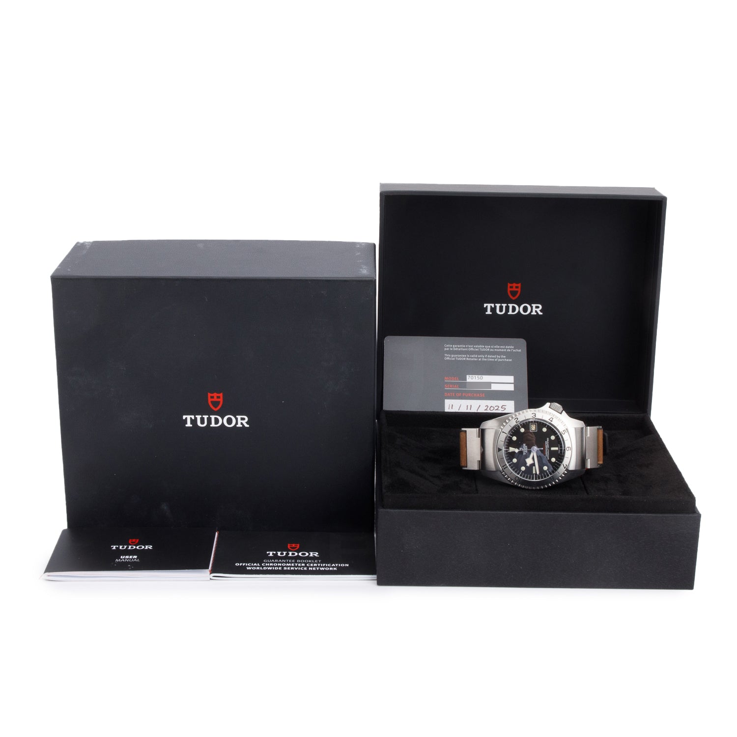 Tudor 2025 Stainless Steel Black Bay P01 42 MM Automatic Watch Black Dial 70150 w/ Box & Papers