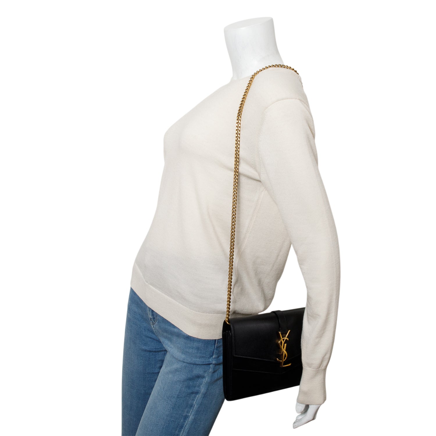 Saint Laurent Black Sulpice Leather Chain Wallet