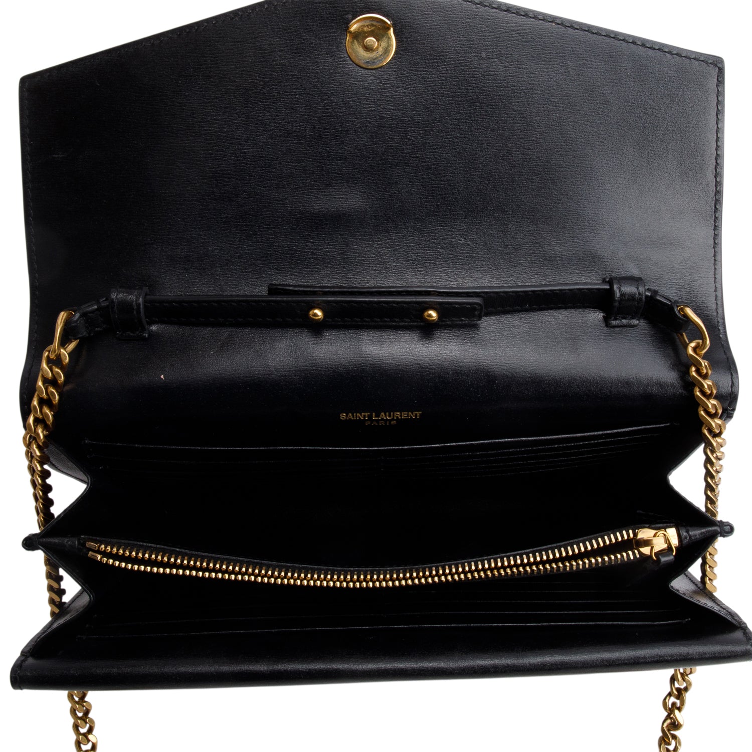 Saint Laurent Black Sulpice Leather Chain Wallet