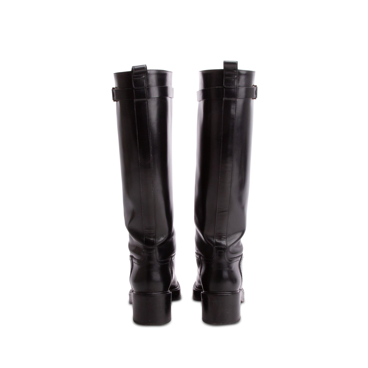 Salvatore Ferragamo Black Leather Rosalie Riding Boots, Size 5 w/ Box