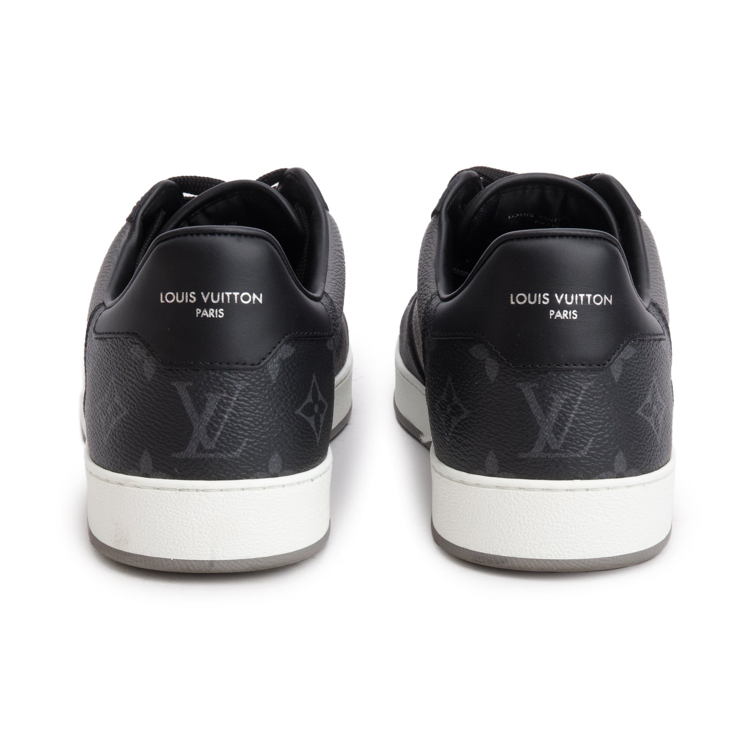 Louis Vuitton Monogram Eclipse Reverse Canvas Black Leather Frontrow Sneakers, Men's Size 9 w/ Box