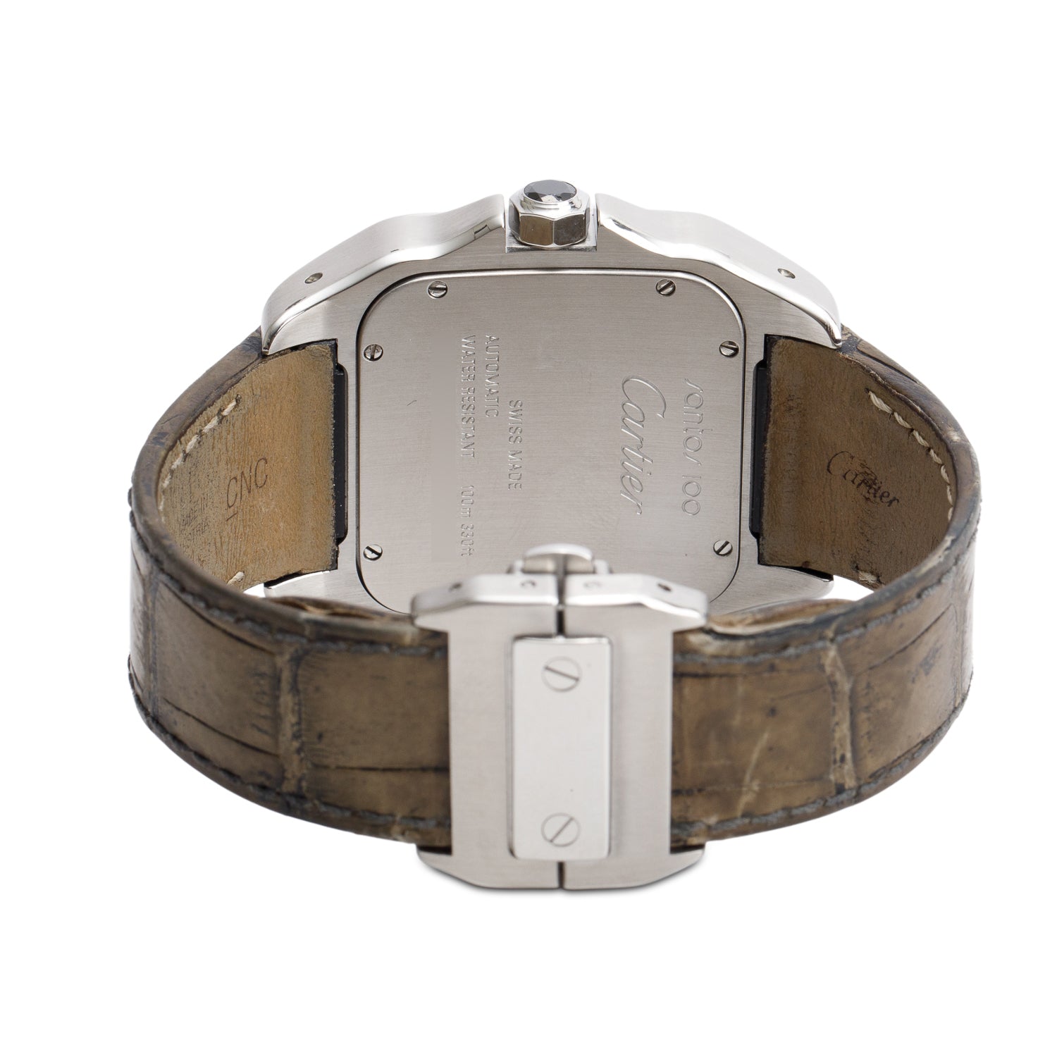 Cartier Stainless Steel Santos 100 XL Automatic Watch Grey Dial 2656