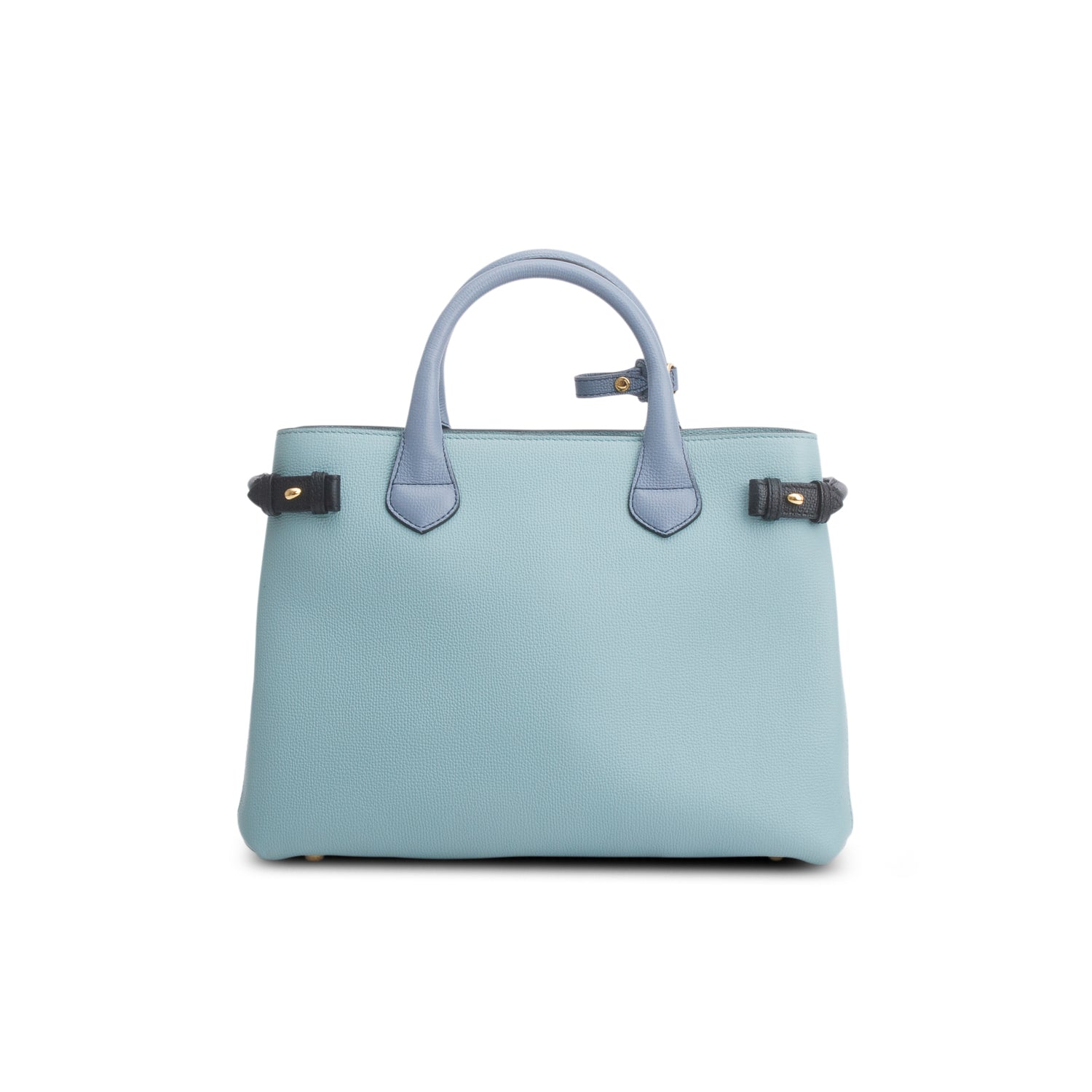 Burberry Teal Grainy Calfskin Leather House Check Medium Banner Tote w/ Strap