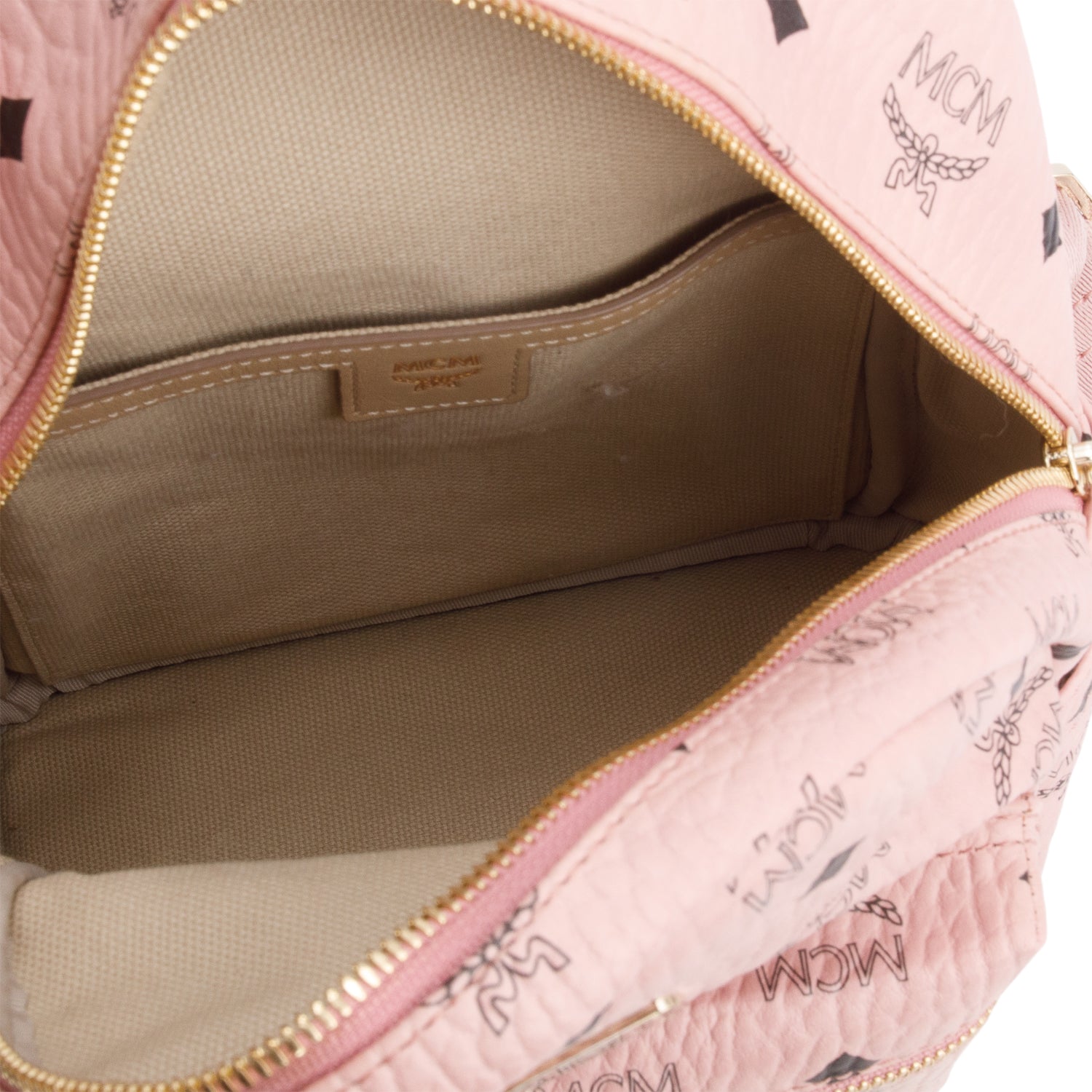 MCM Pink Visetos Rabbit Mini Backpack