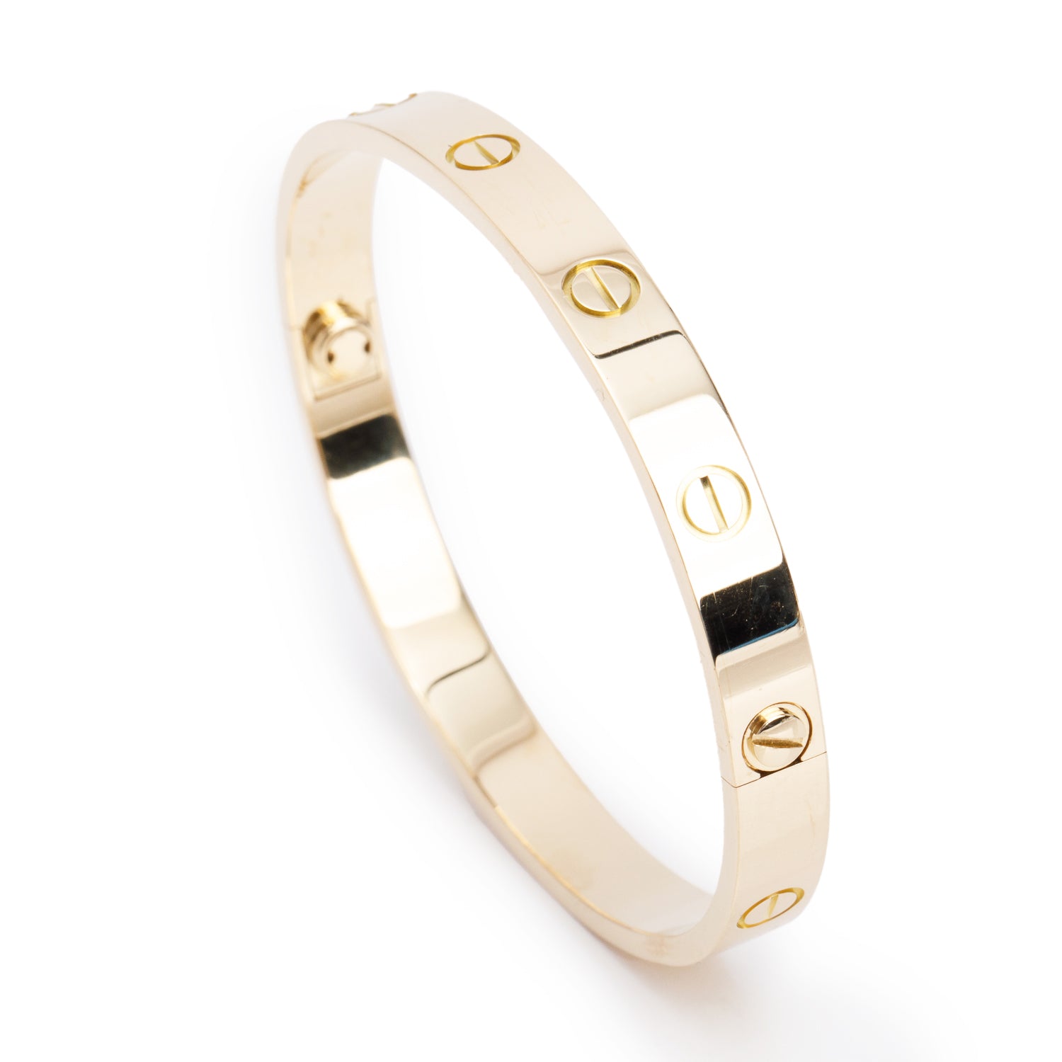 Cartier 18k Yellow Gold Love Bracelet, Classic Model, Size 17 w/ Box & Certificate