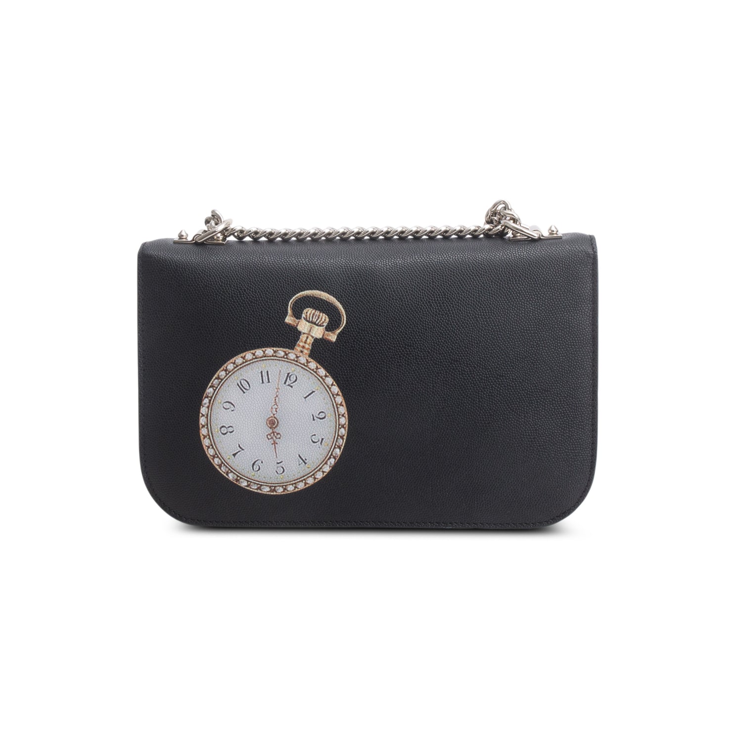Alexander McQueen Black Printed Calfskin Leather Butterfly Insignia Flap Bag