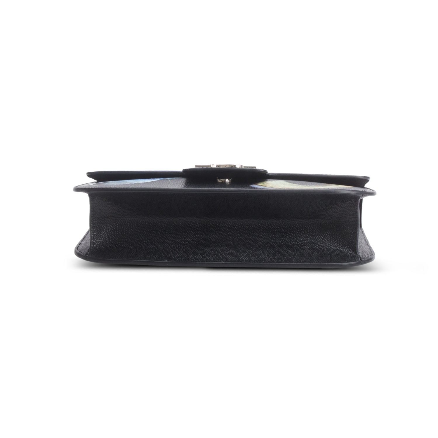 Alexander McQueen Black Printed Calfskin Leather Butterfly Insignia Flap Bag