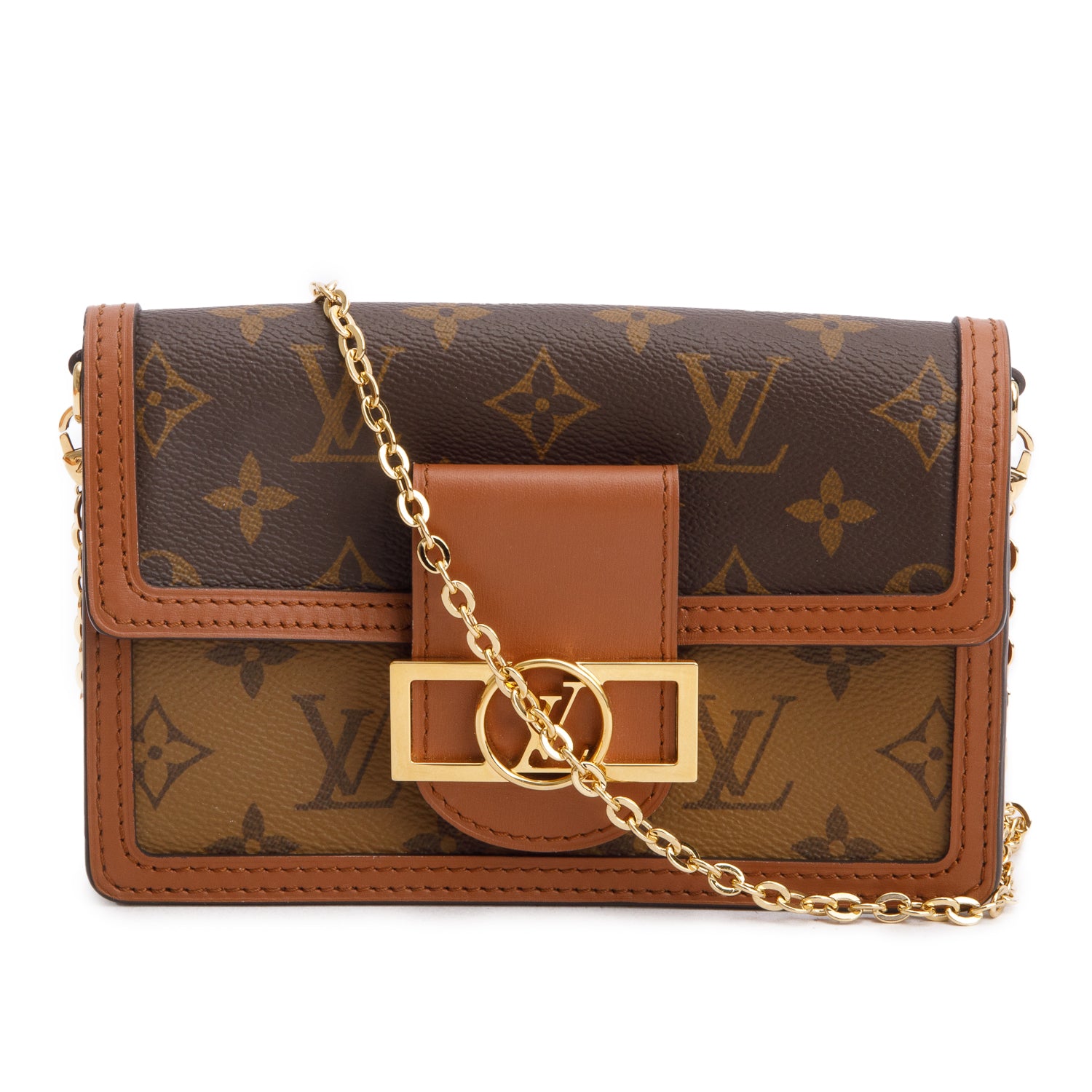Louis Vuitton Reverse Monogram Dauphine Chain Wallet w/ Box
