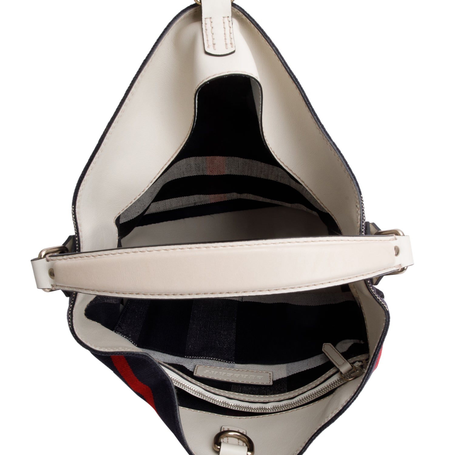 Burberry Navy Canvas Ashby Mega Check Bucket Bag w/ Pouch & Strap