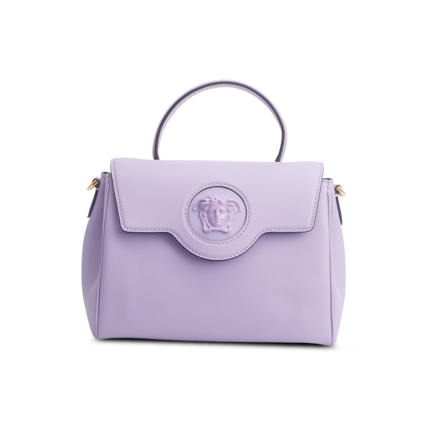 Versace Purple Grained Calfskin Medium La Medusa Top Handle w/ Straps