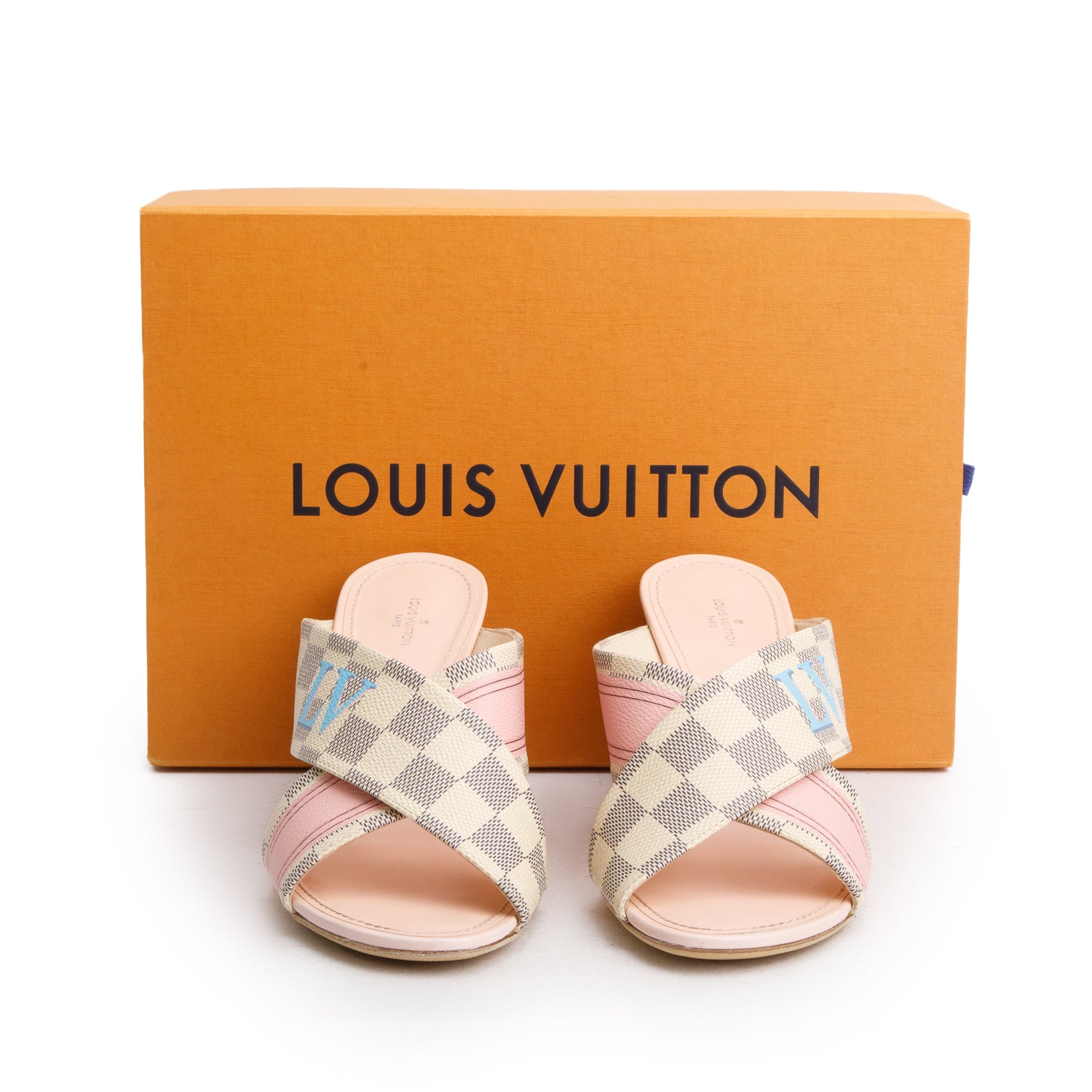 Louis Vuitton Damier Azur Panorama Slide Mule, Size 40 w/ Box