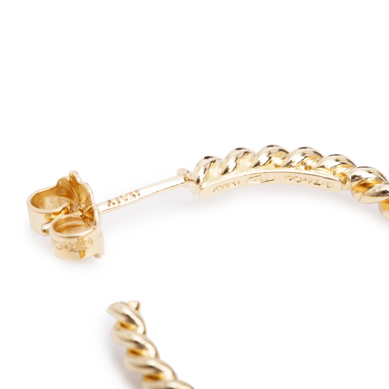 Tiffany & Co. 18k Yellow Gold Twisted Hoop Earrings w/ Box