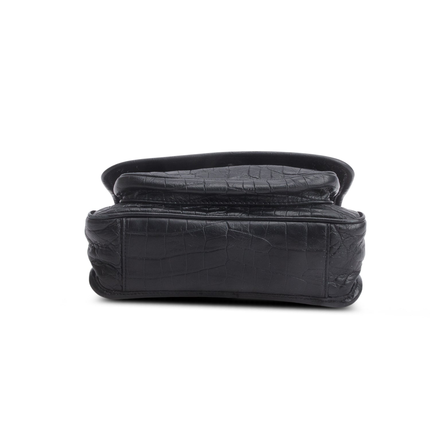 Saint Laurent 2020 Black Croc-Embossed Calfskin Matelasse Leather Baby Niki Shoulder Bag