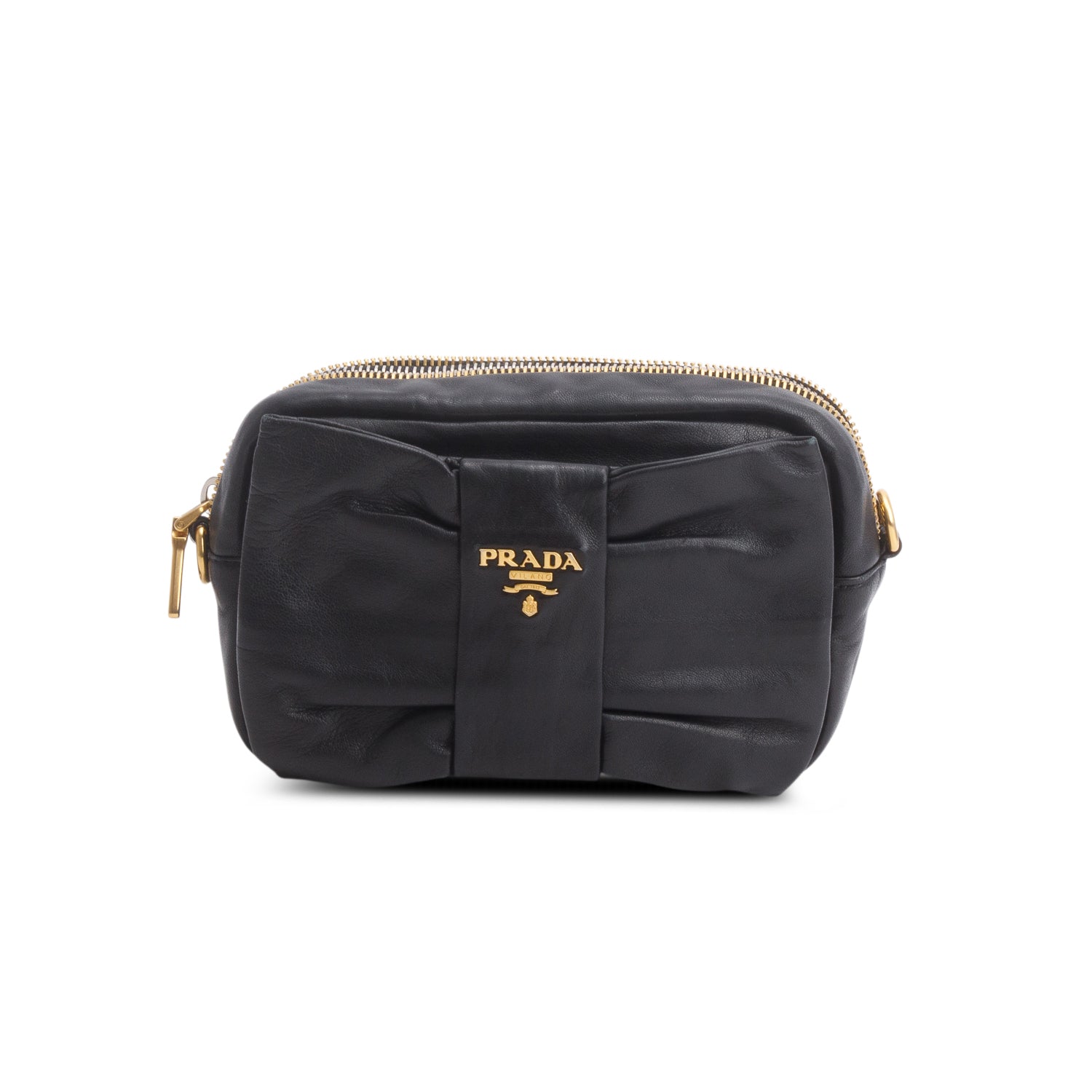 Prada Black Nappa Fiocco Bow Crossbody Clutch w/ Authenticity Card